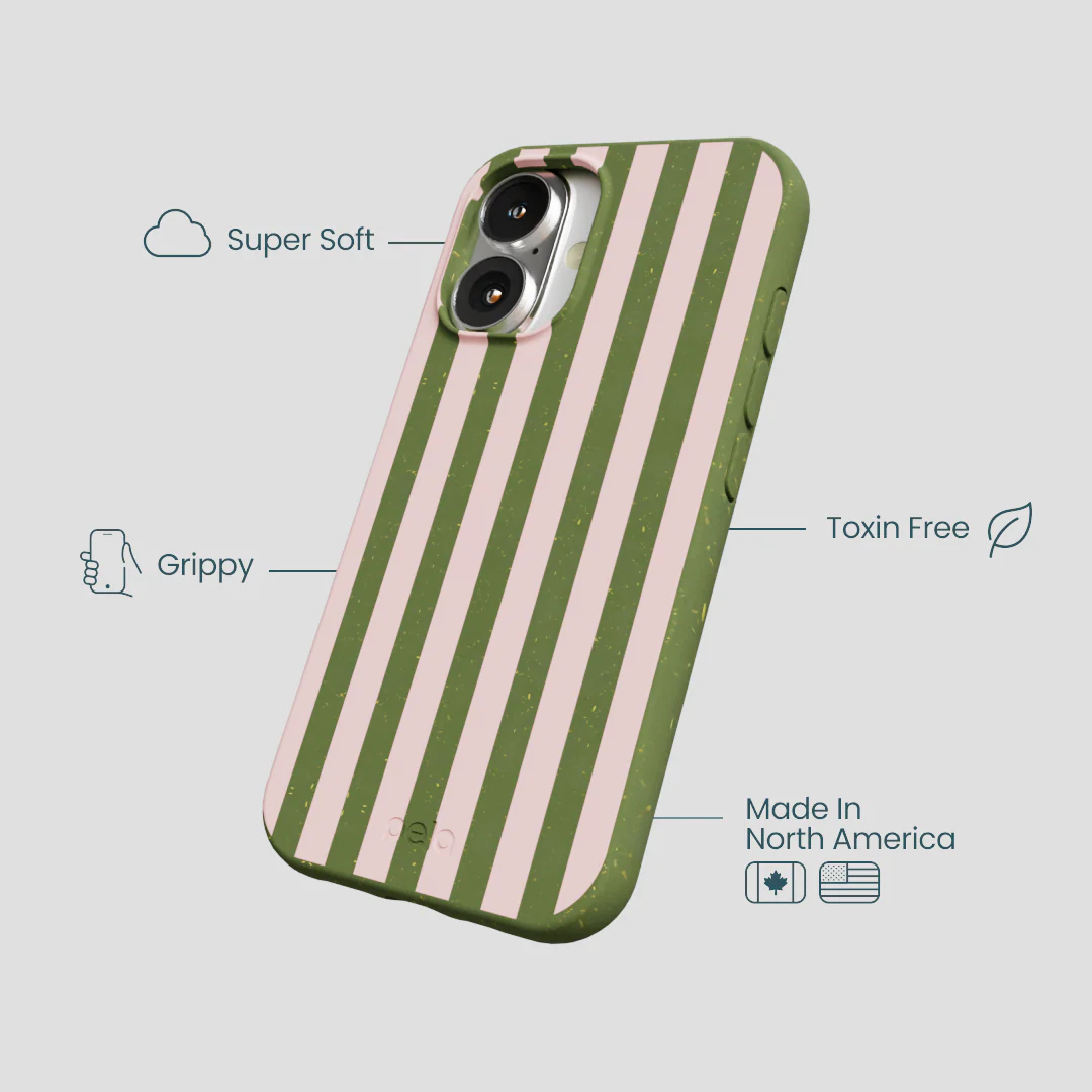 Forest Floor Strawberry Matcha Stripes iPhone 16 Case - Image 4