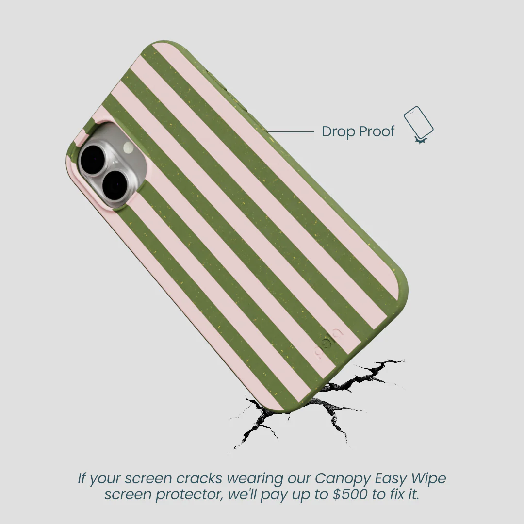 Forest Floor Strawberry Matcha Stripes iPhone 16 Plus Case - Image 5