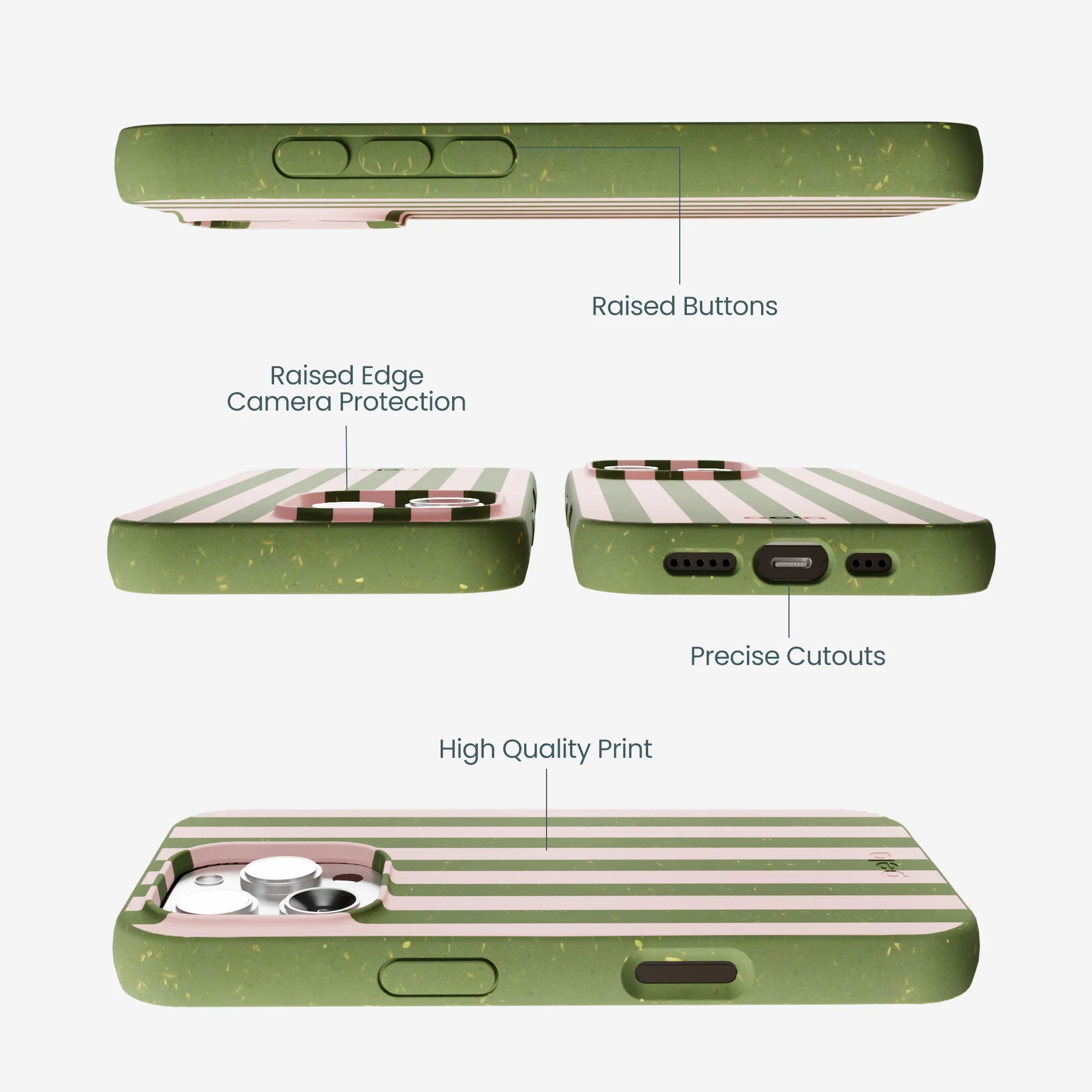 Forest Floor Strawberry Matcha Stripes iPhone 16 Pro Max Case - Image 3