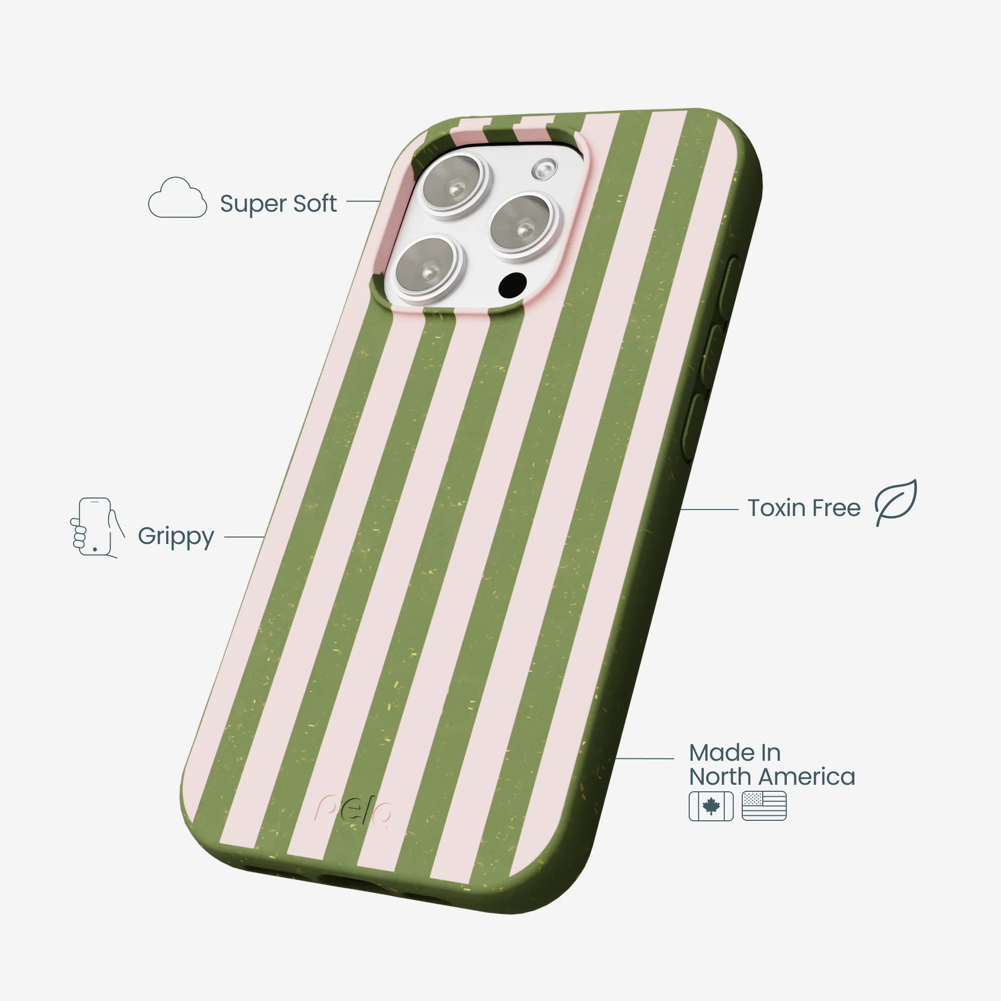 Forest Floor Strawberry Matcha Stripes iPhone 16 Pro Max Case - Image 4