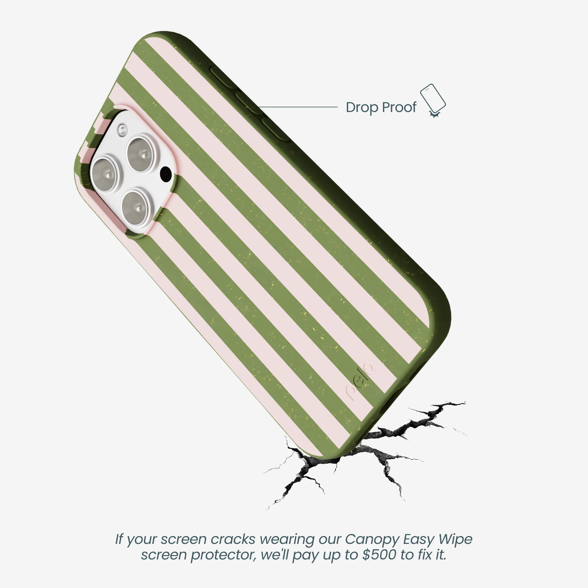 Forest Floor Strawberry Matcha Stripes iPhone 16 Pro Max Case - Image 5