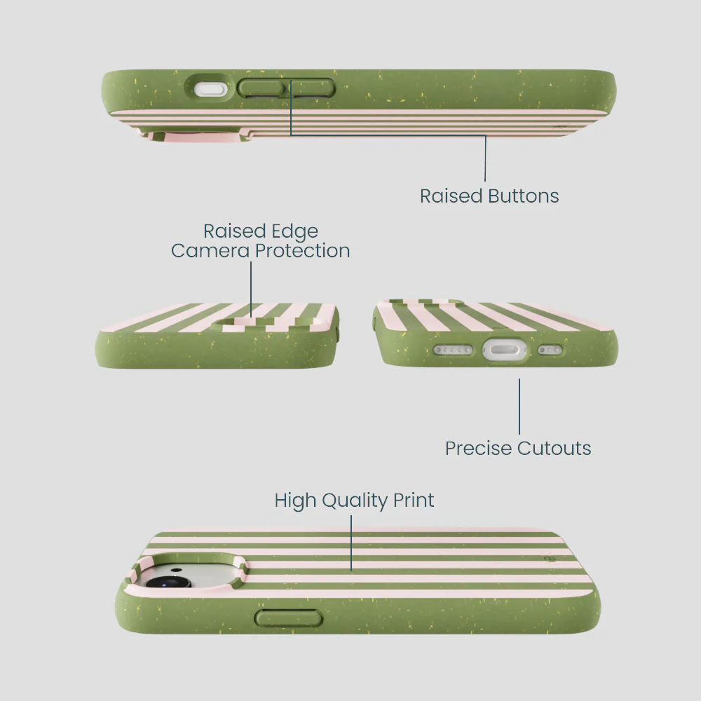 Forest Floor Strawberry Matcha Stripes iPhone 16e/17e Case - Image 3