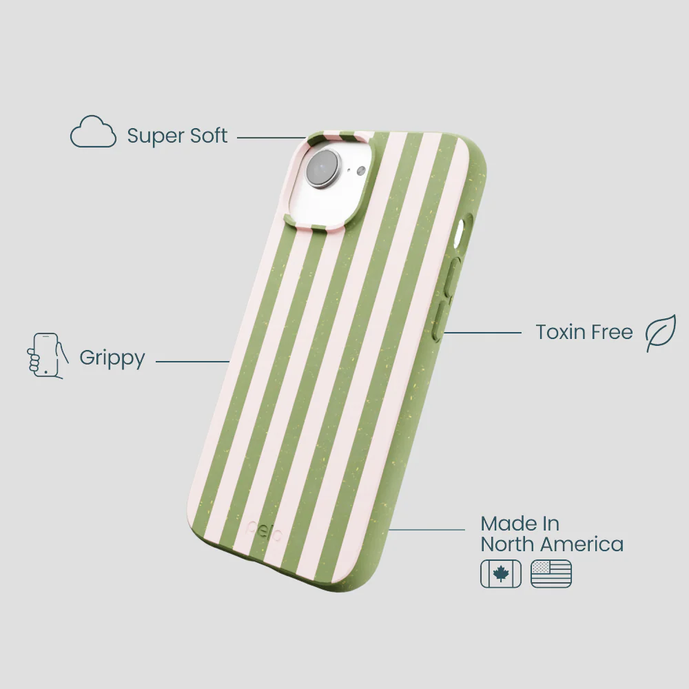 Forest Floor Strawberry Matcha Stripes iPhone 16e/17e Case - Image 4