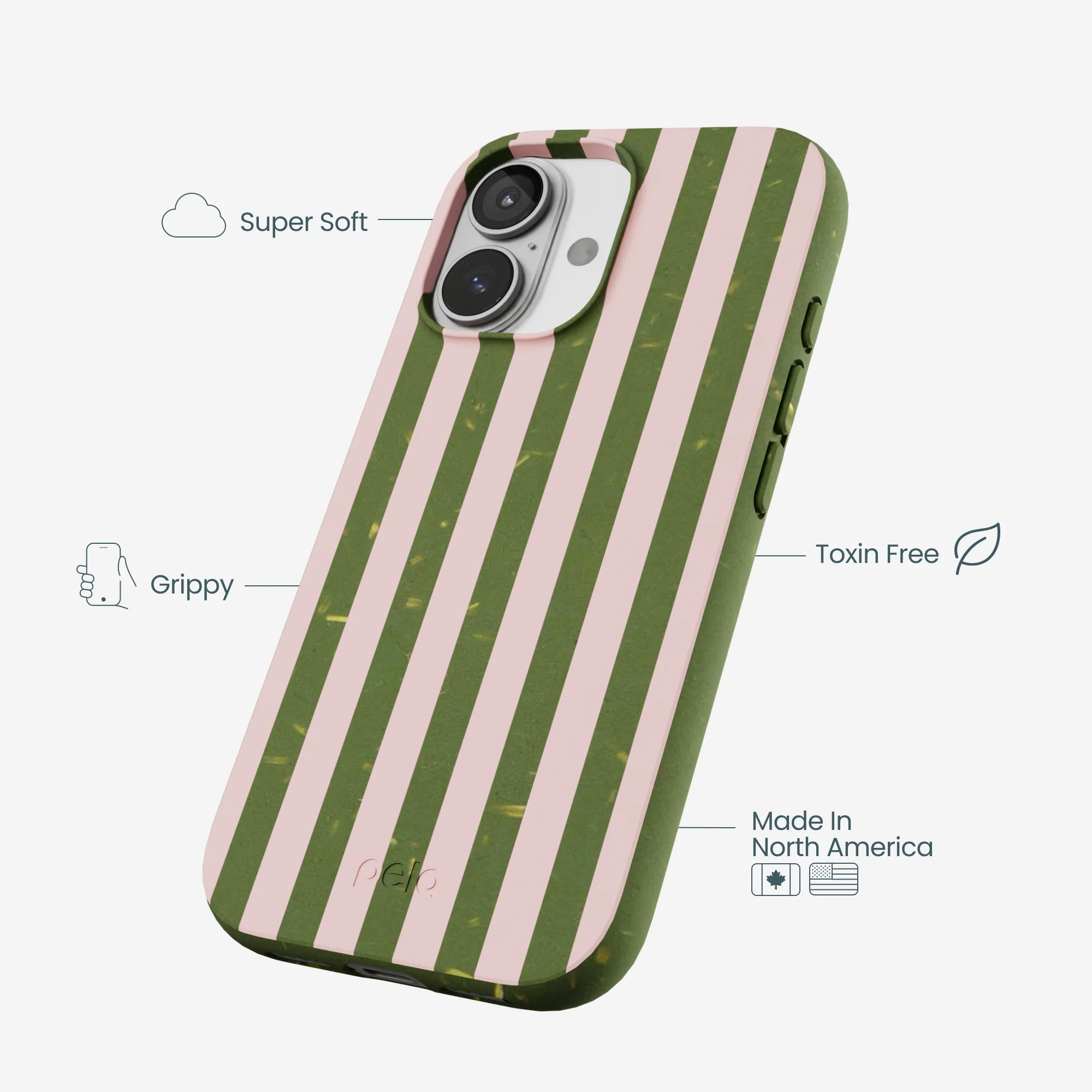 Forest Floor Strawberry Matcha Stripes iPhone 17 Case - Image 4