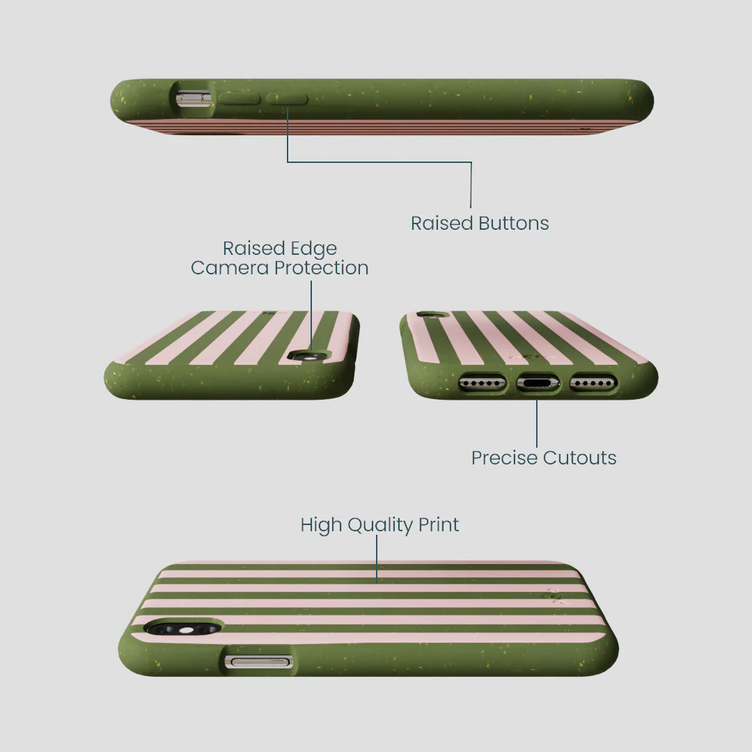 Forest Floor Strawberry Matcha Stripes iPhone XR Case - Image 3
