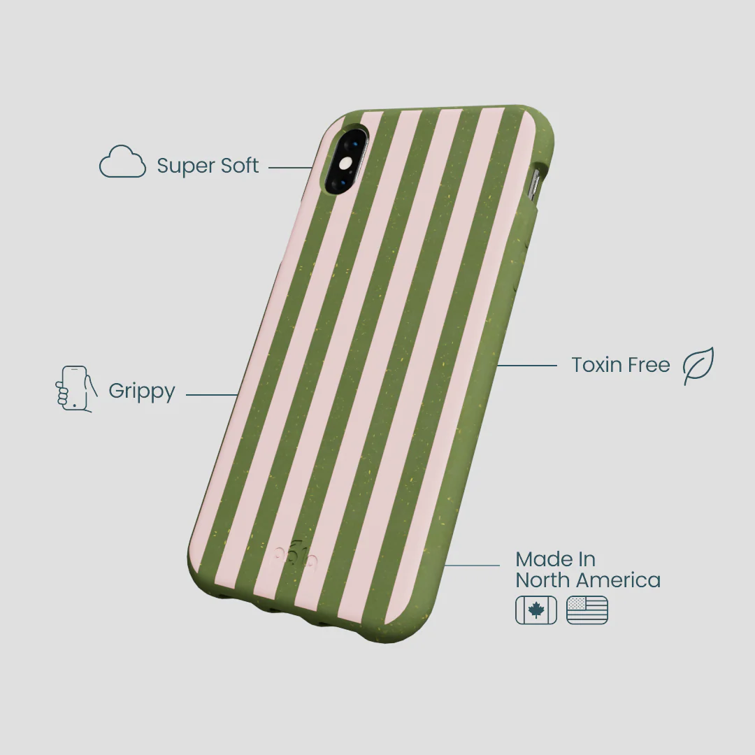 Forest Floor Strawberry Matcha Stripes iPhone XR Case - Image 4