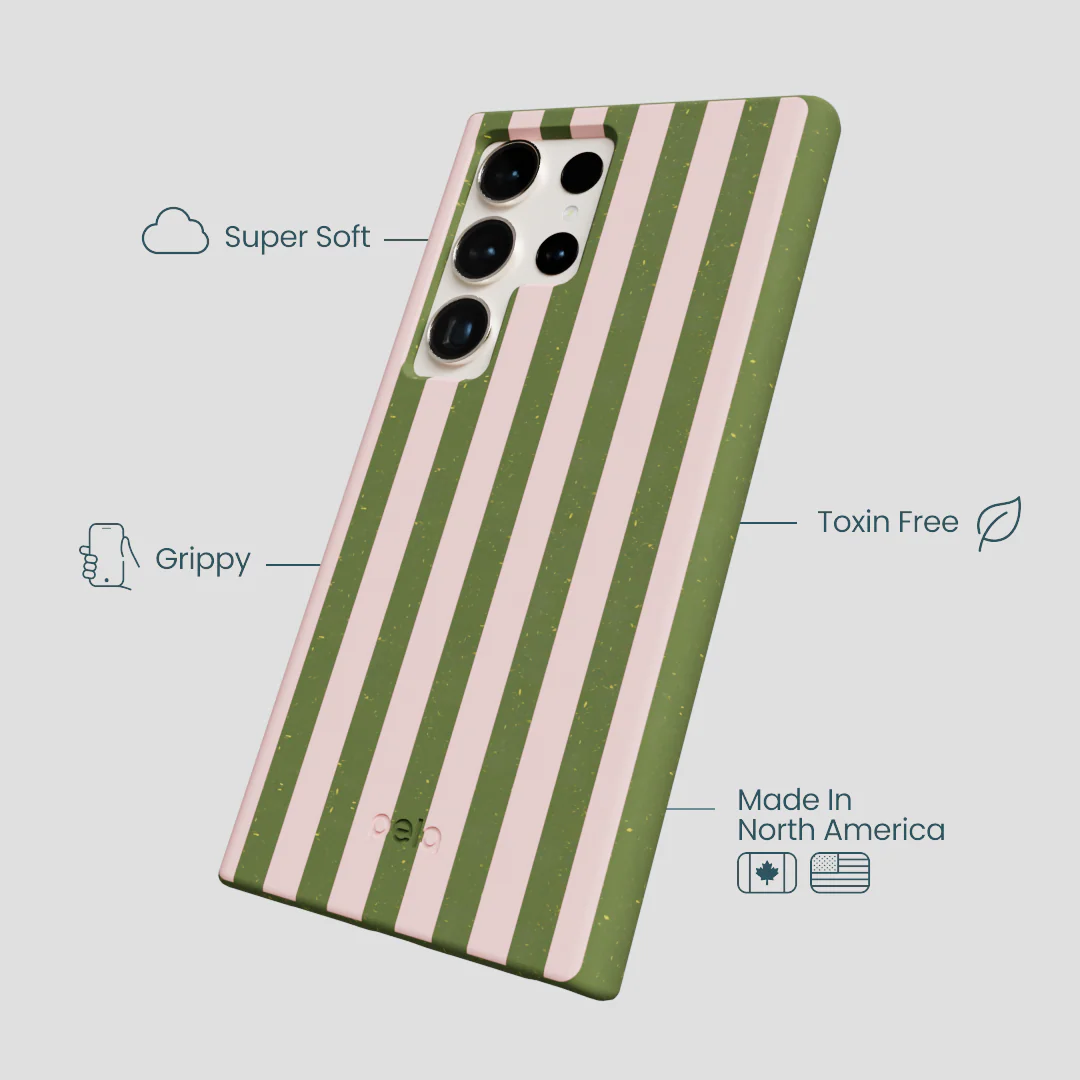 Forest Floor Strawberry Matcha Stripes Samsung Galaxy S24 Ultra Case - Image 4