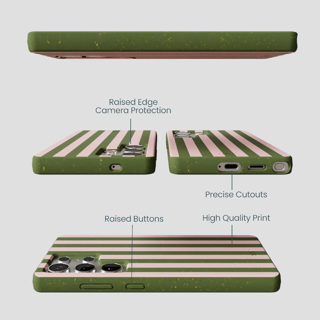 Forest Floor Strawberry Matcha Stripes Samsung Galaxy S25 Ultra Case - Image 3