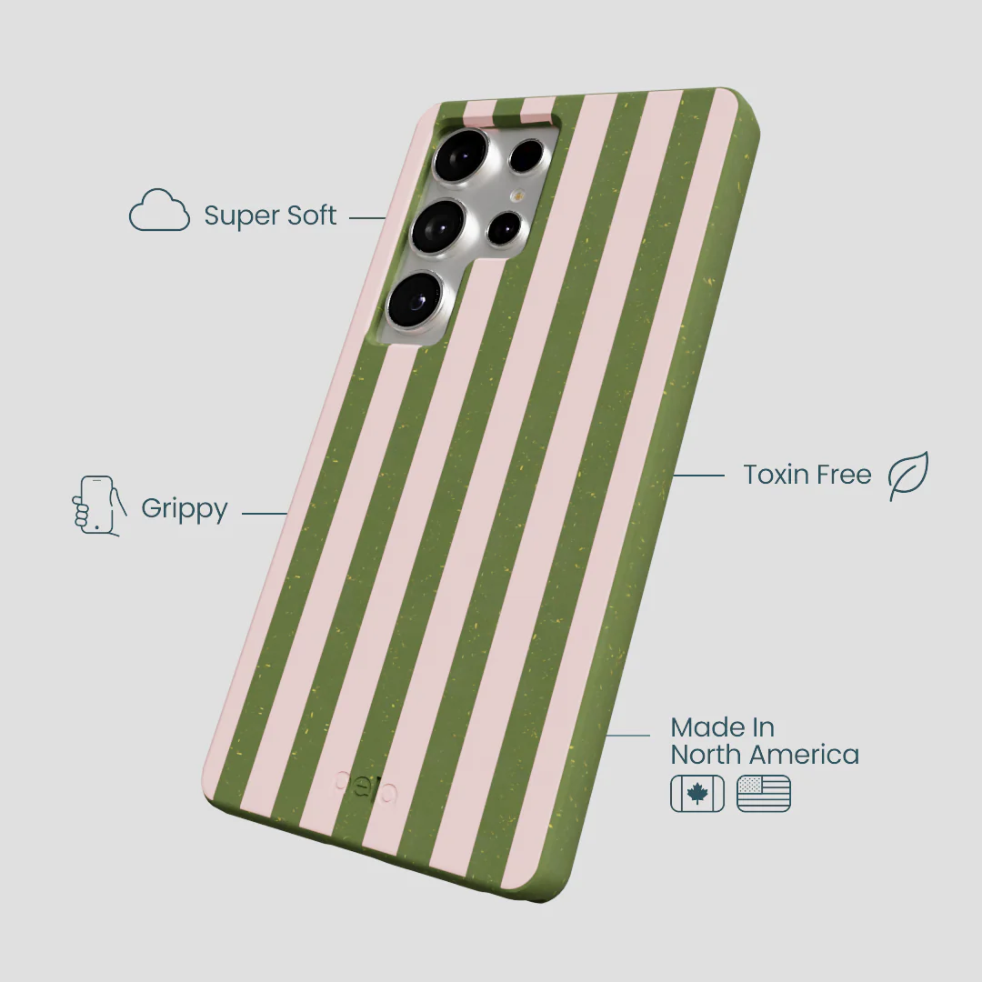 Forest Floor Strawberry Matcha Stripes Samsung Galaxy S25 Ultra Case - Image 4