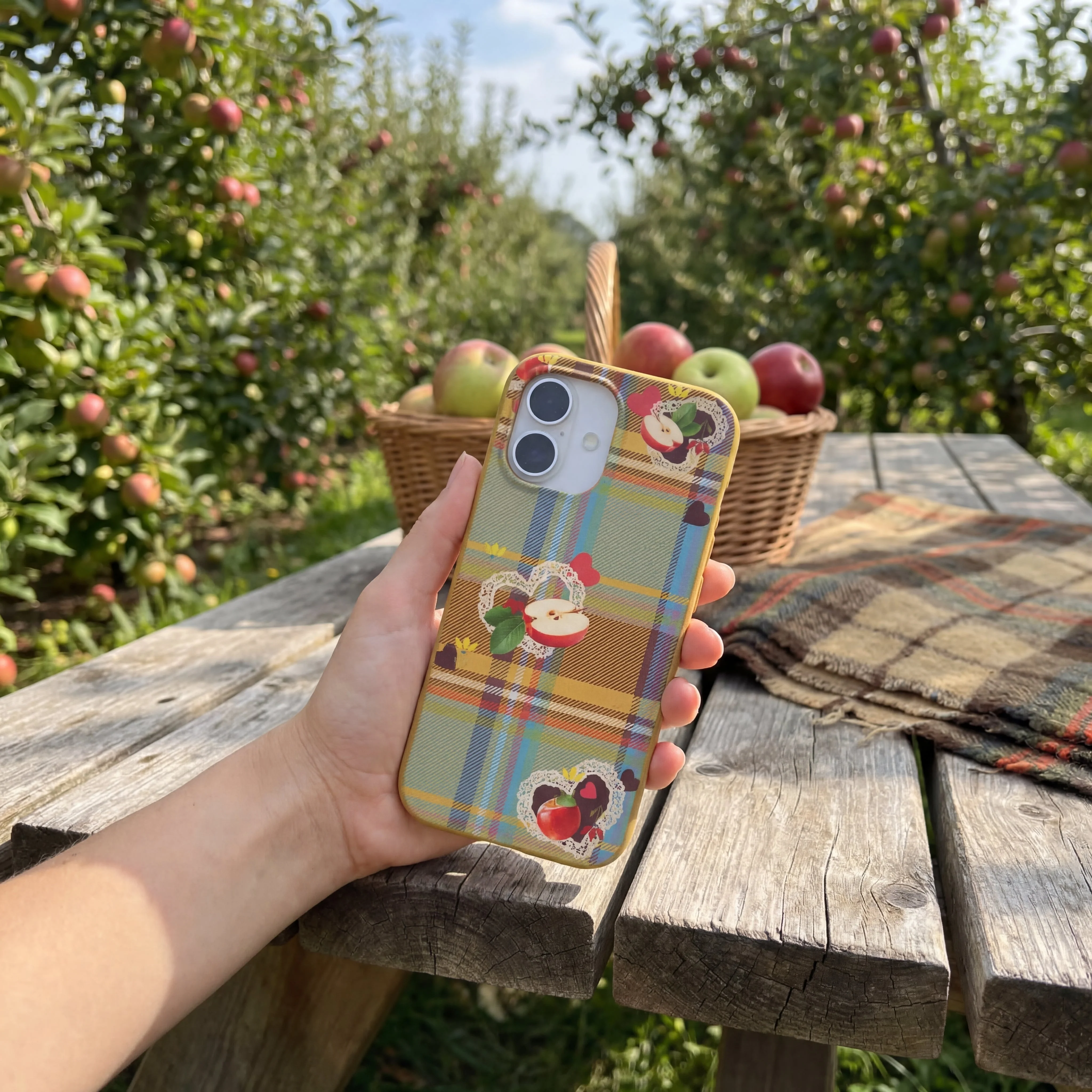 Honey Apple Plaid iPhone 13 Mini Case - Image 2