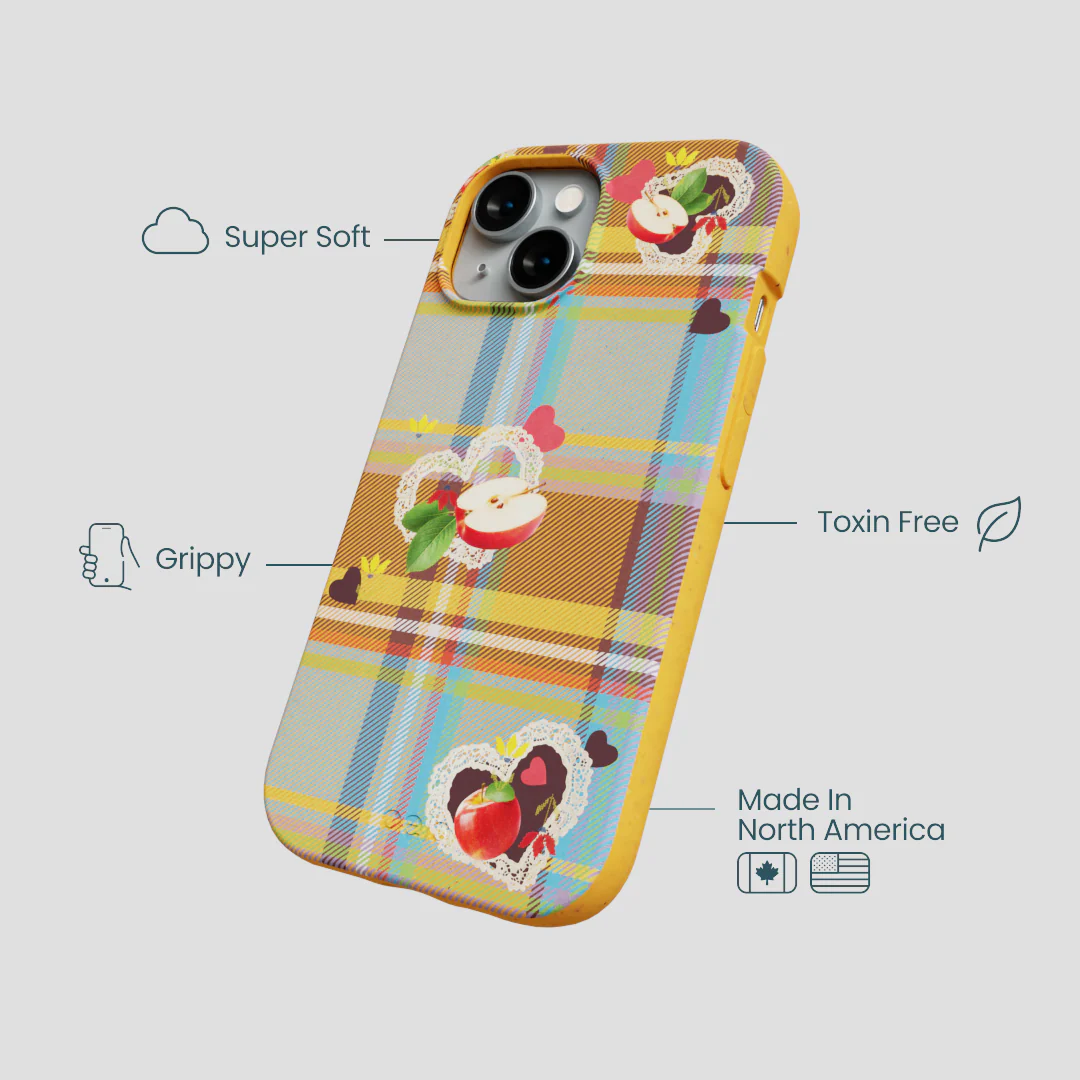 Honey Apple Plaid iPhone 14 Case - Image 4