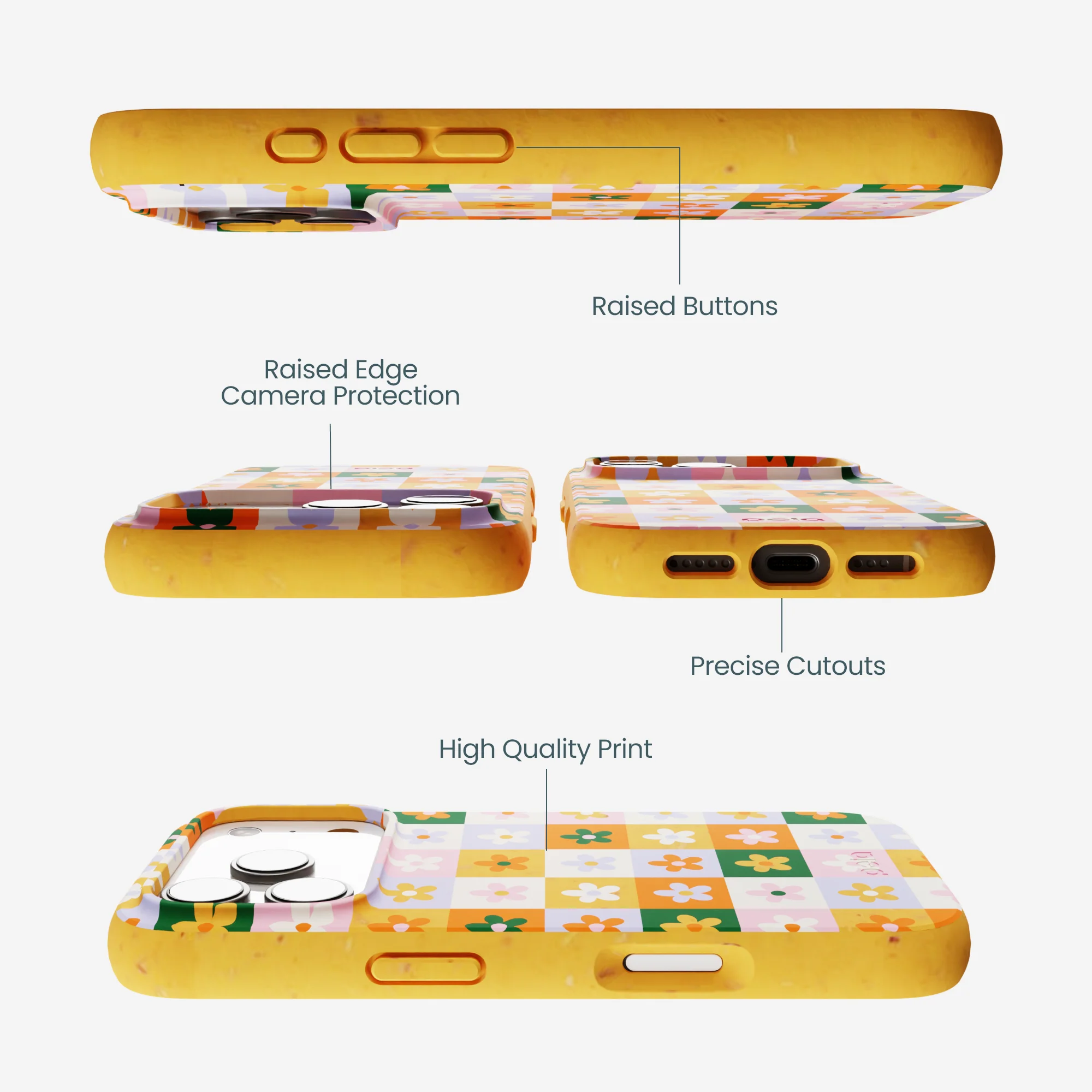 Honey Flower Tiles iPhone 17 Pro Case - Image 3