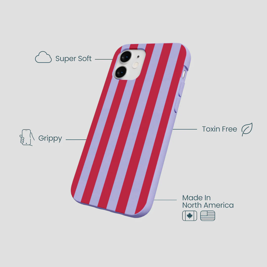 Lavender Berry Stripes iPhone 12 Mini Case - Image 4