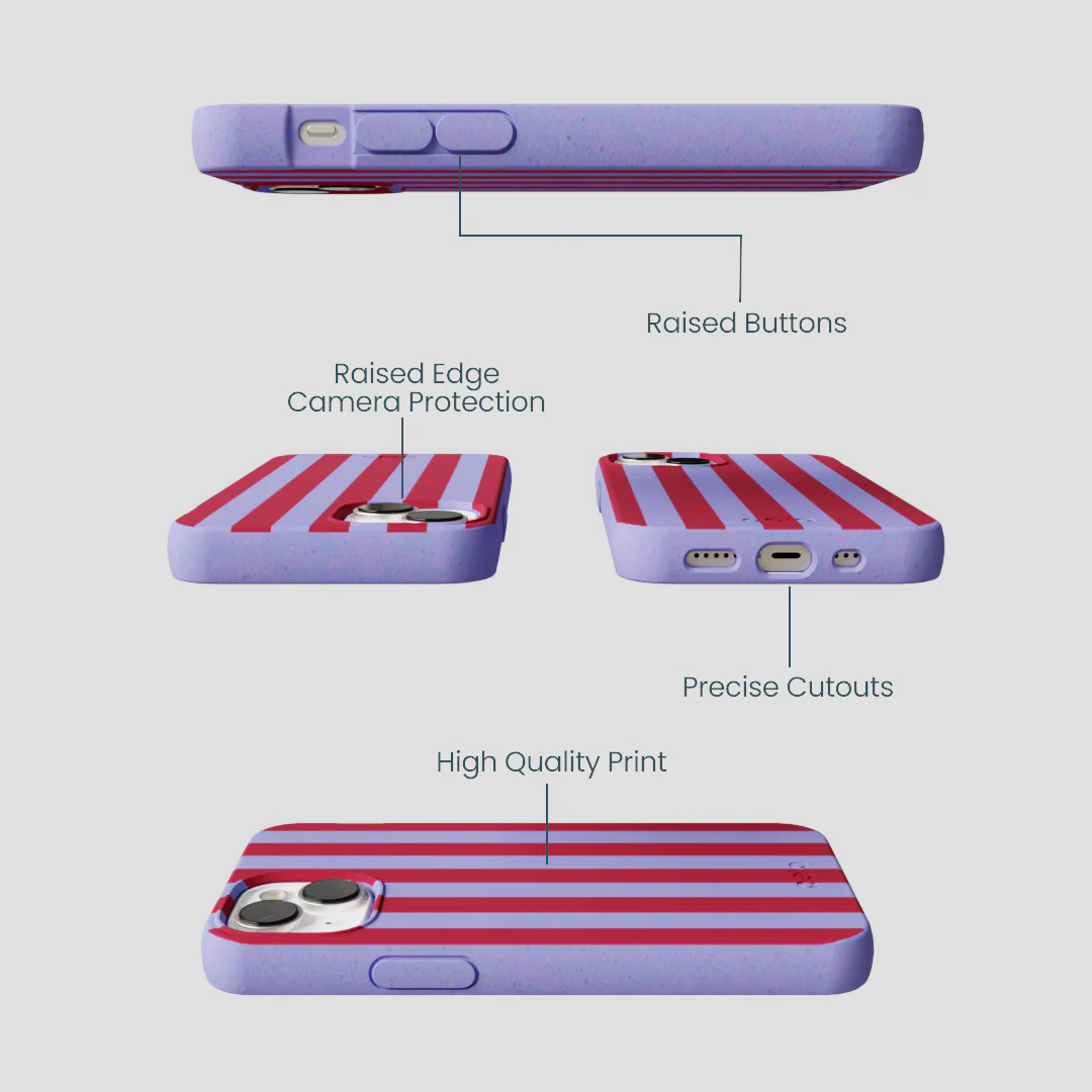 Lavender Berry Stripes iPhone 13 Mini Case - Image 3