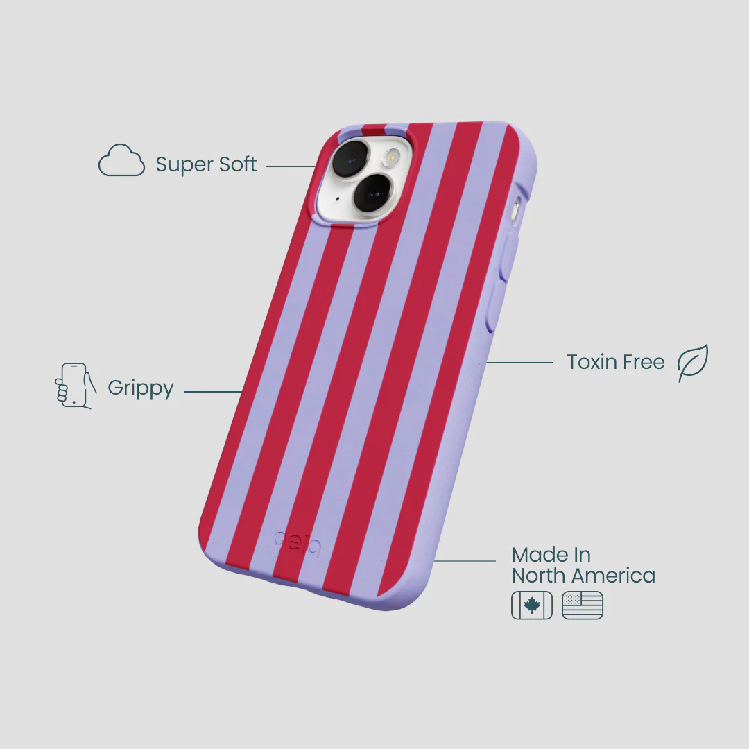Lavender Berry Stripes iPhone 13 Mini Case - Image 4