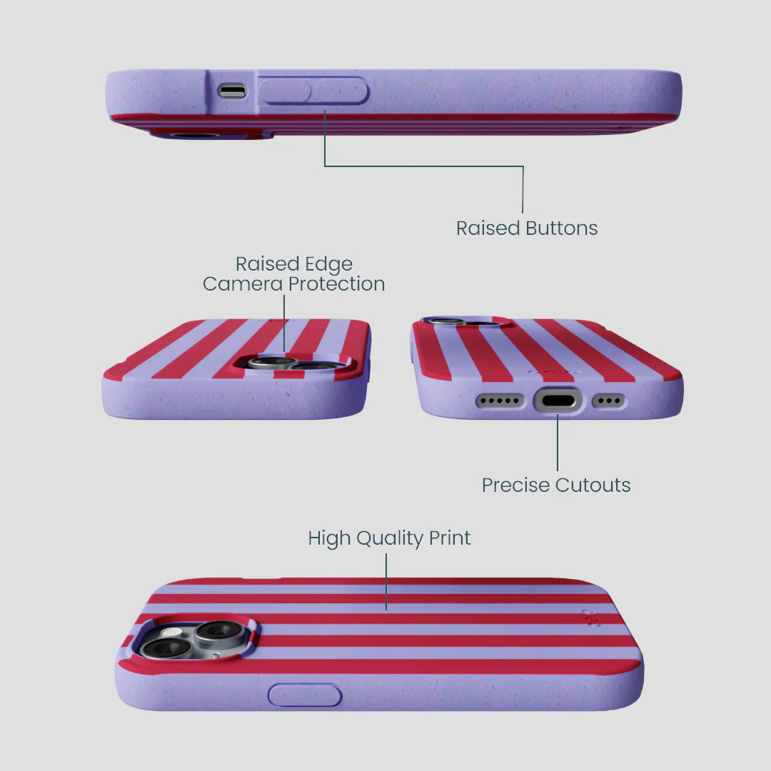Lavender Berry Stripes iPhone 14 Case - Image 3