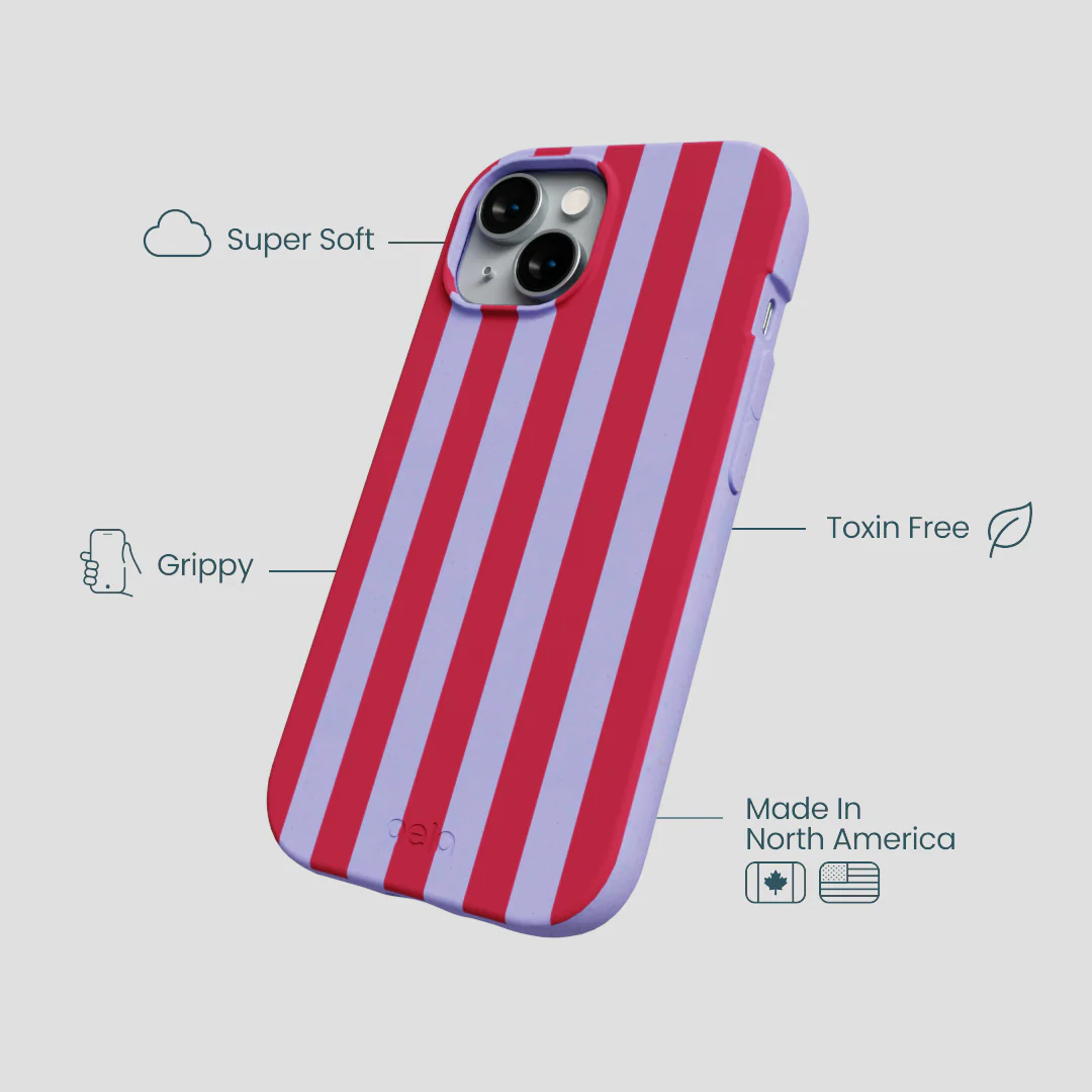 Lavender Berry Stripes iPhone 14 Case - Image 4