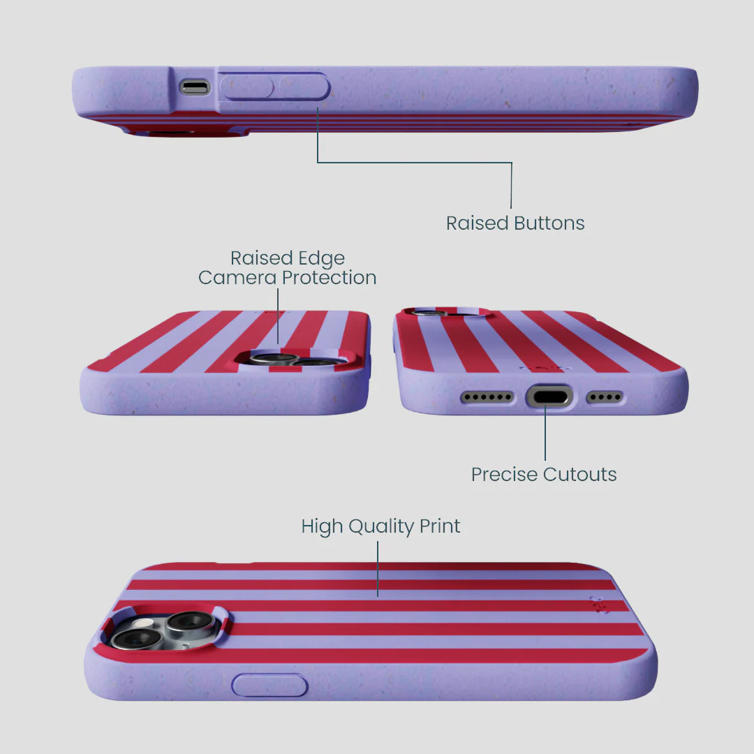 Lavender Berry Stripes iPhone 14 Plus Case - Image 3