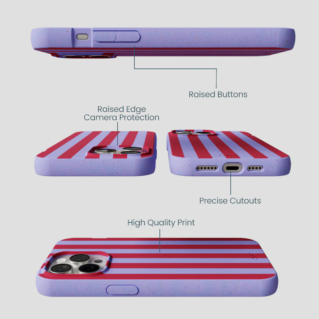 Lavender Berry Stripes iPhone 14 Pro Max Case - Image 3