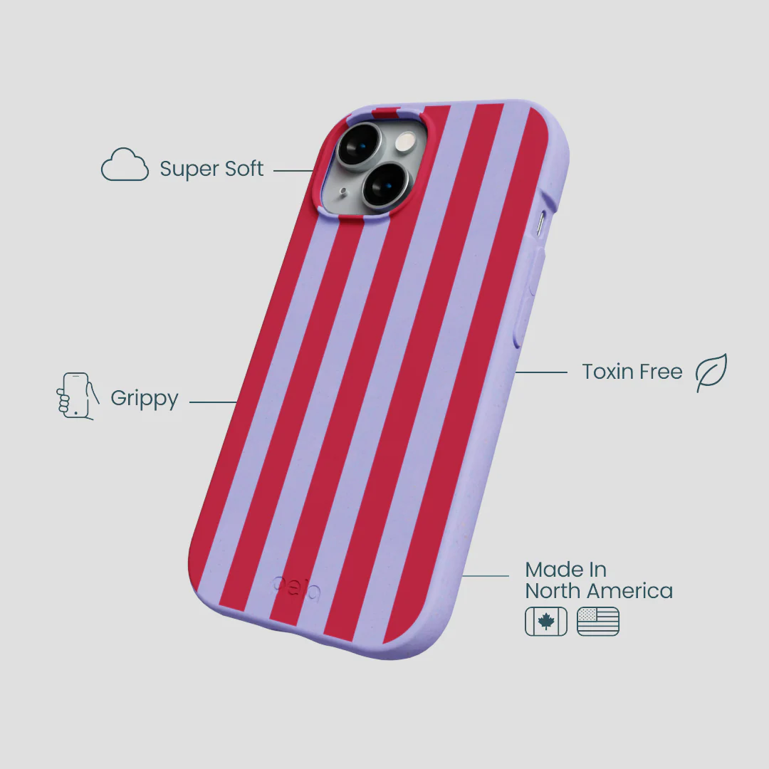 Lavender Berry Stripes iPhone 15 Case - Image 4