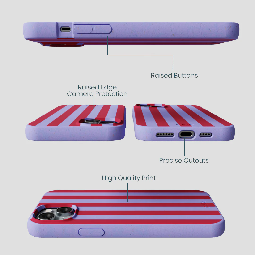 Lavender Berry Stripes iPhone 15 Plus Case - Image 3