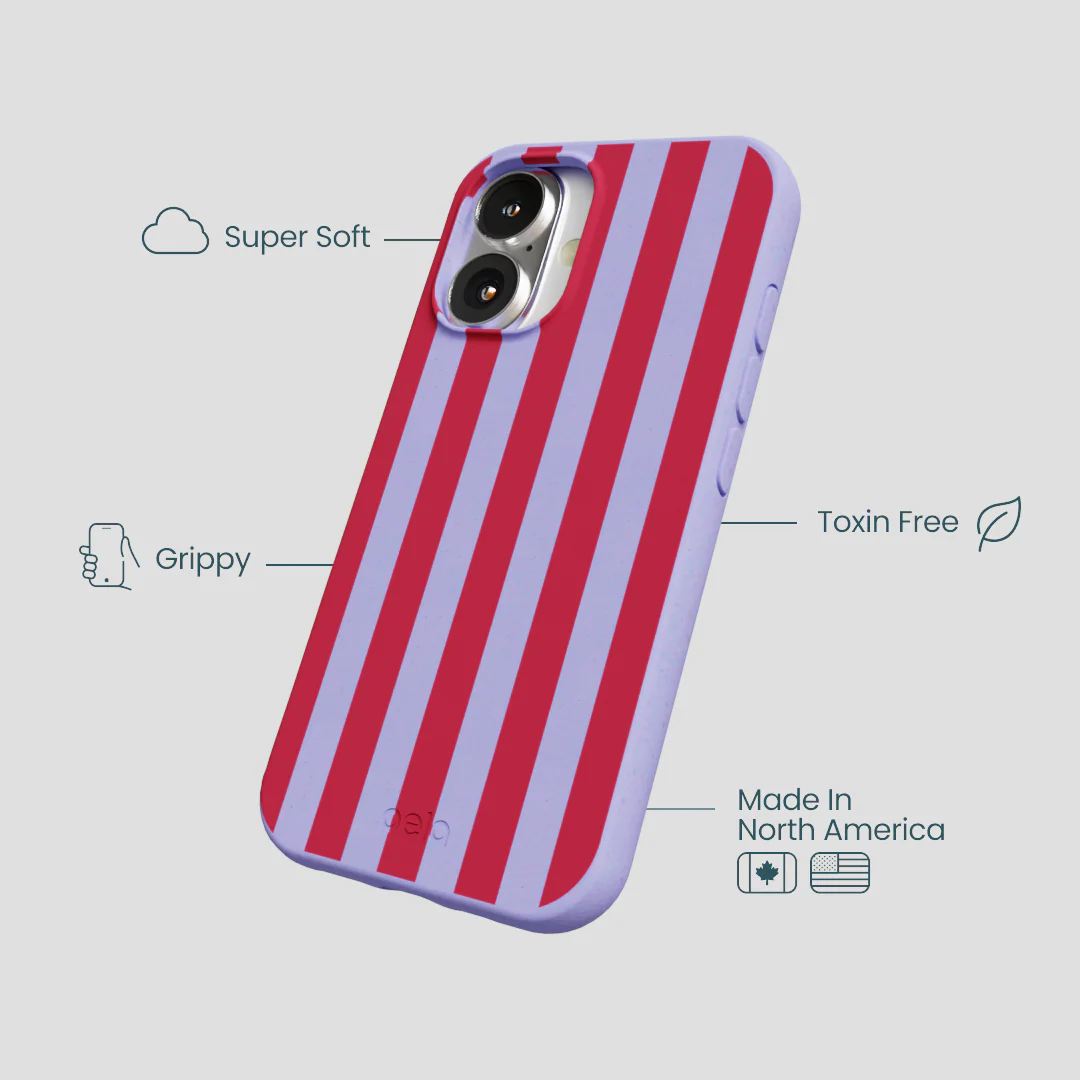 Lavender Berry Stripes iPhone 16 Case - Image 4