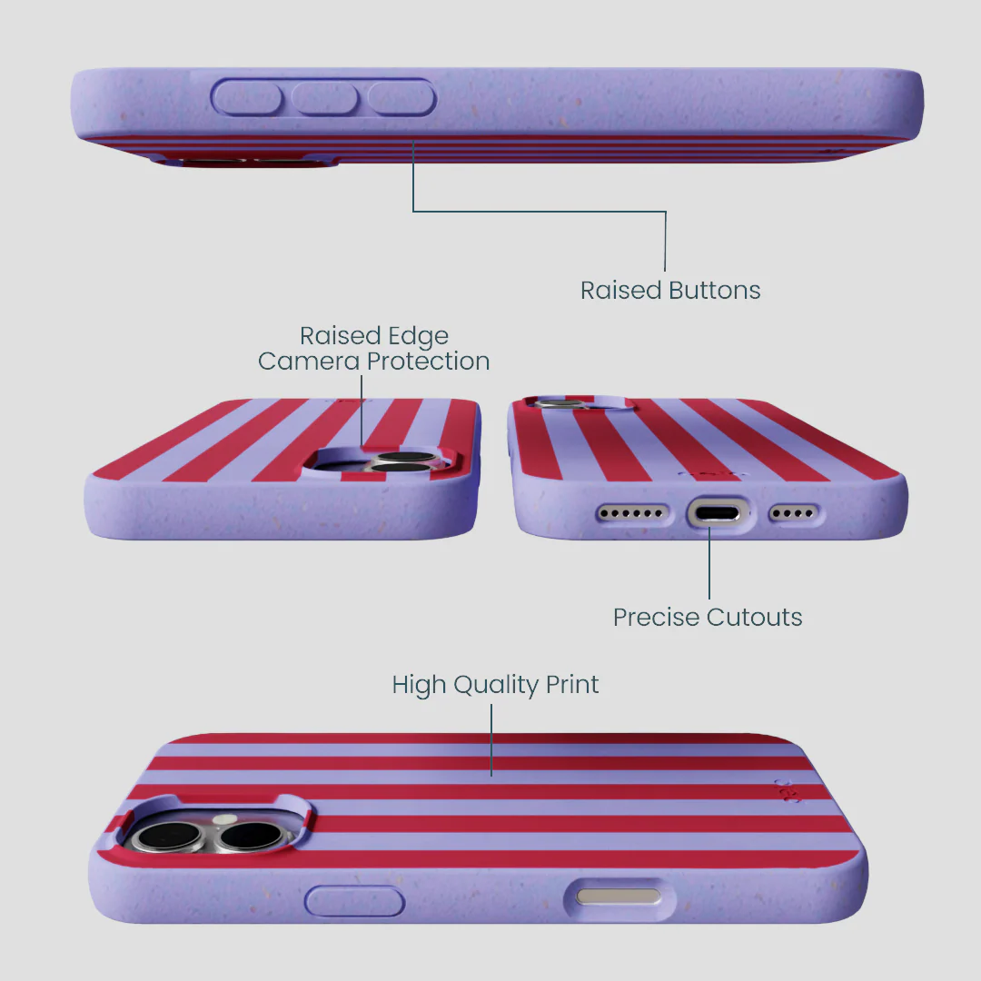 Lavender Berry Stripes iPhone 16 Plus Case - Image 3