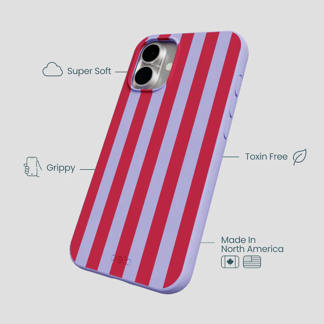 Lavender Berry Stripes iPhone 16 Plus Case - Image 4
