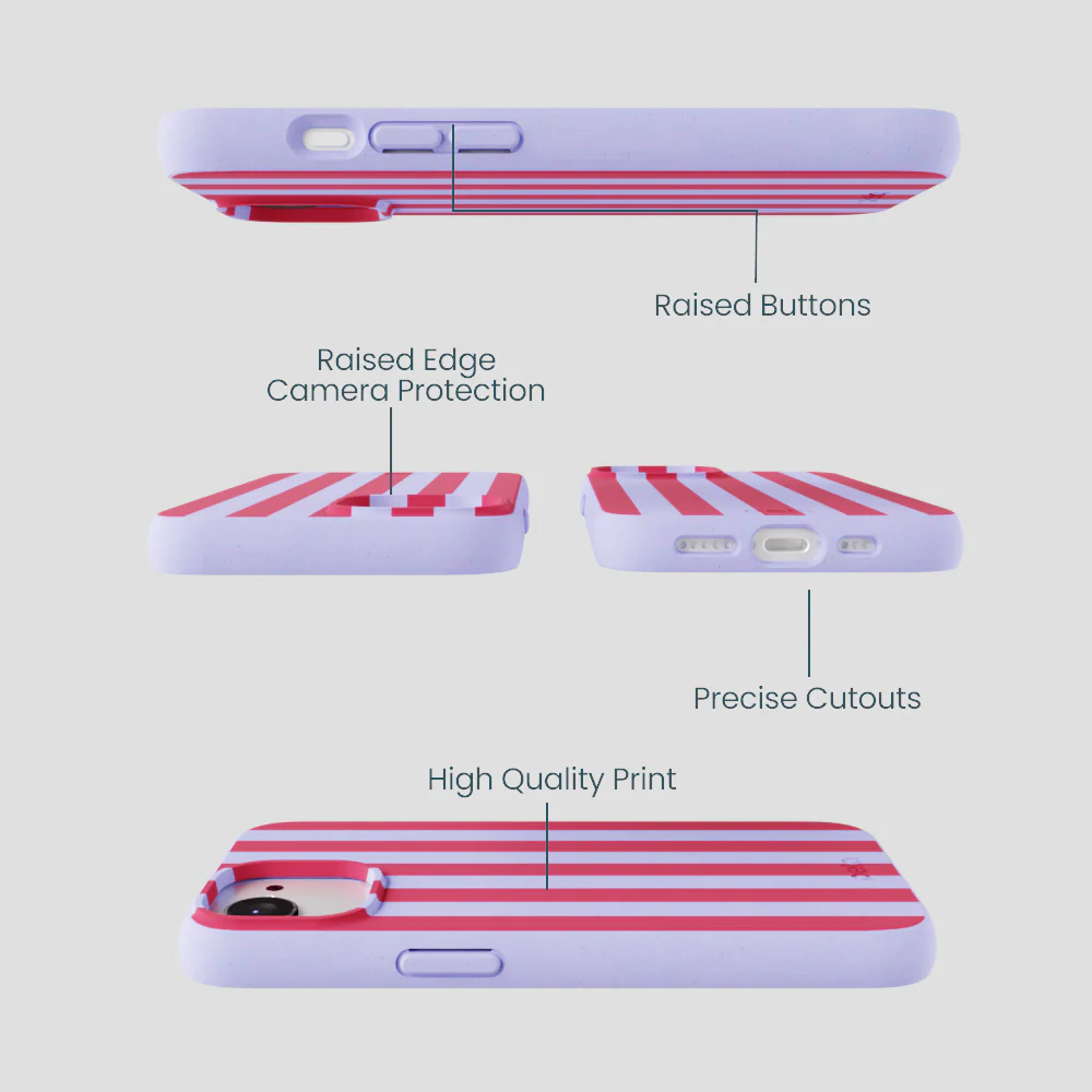 Lavender Berry Stripes iPhone 16e/17e Case - Image 3