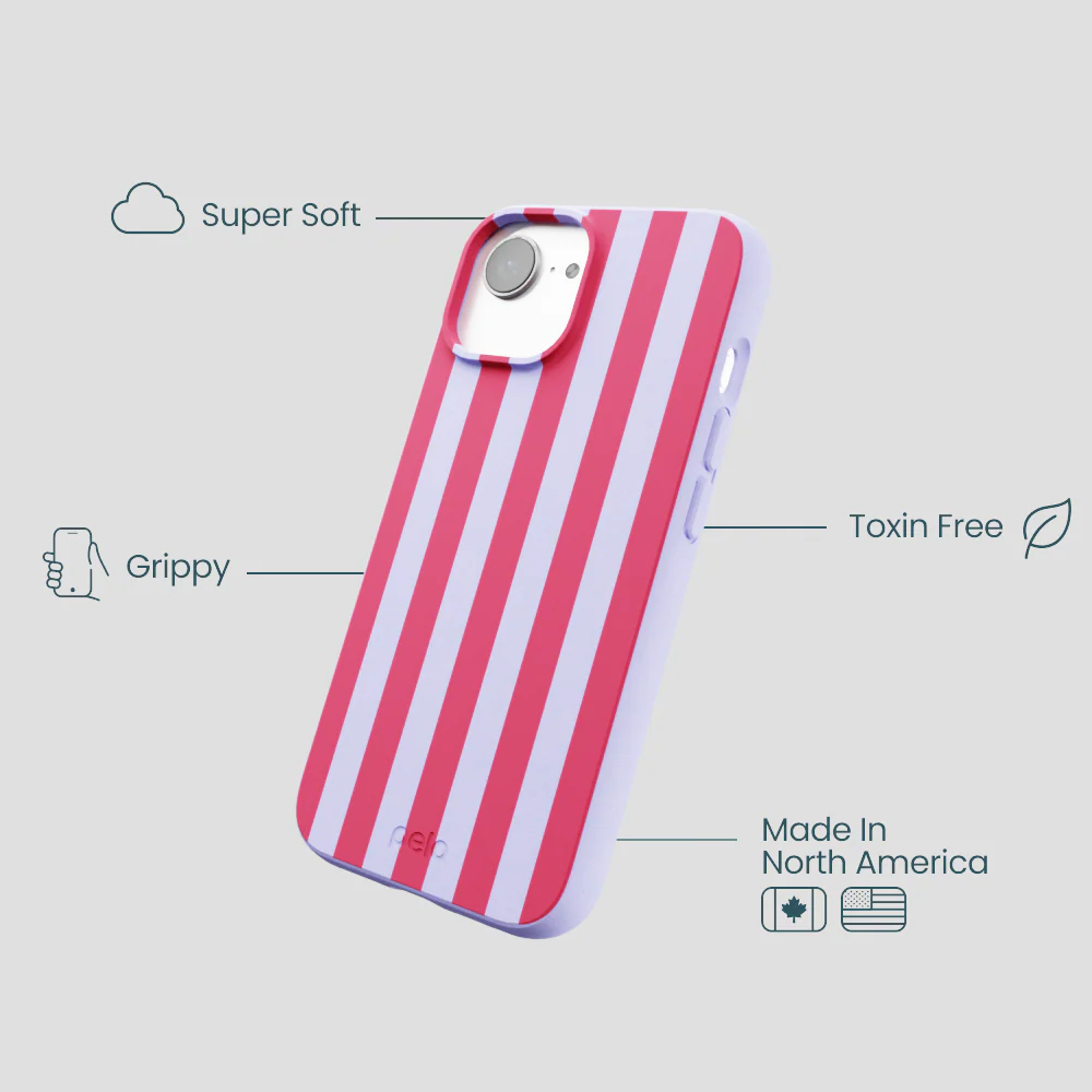 Lavender Berry Stripes iPhone 16e/17e Case - Image 4