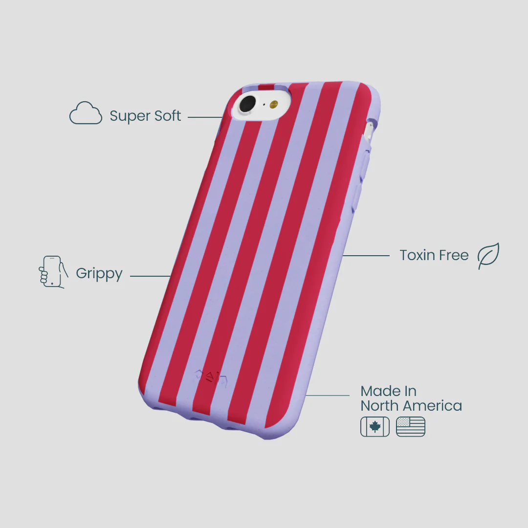 Lavender Berry Stripes iPhone 6/6s/7/8/SE Case - Image 4