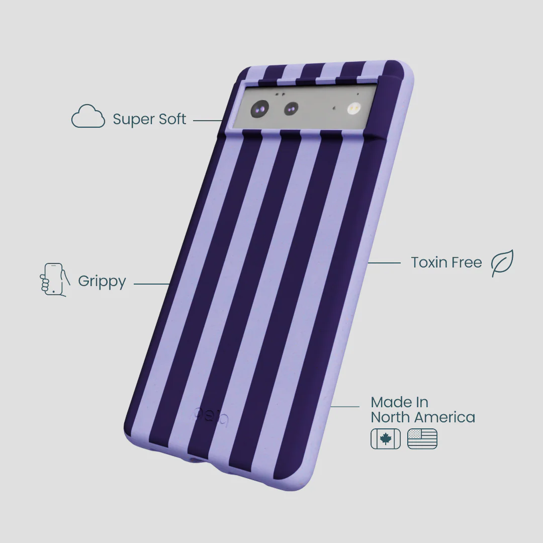 Lavender Big Plum Stripes Google Pixel 6 Case - Image 3
