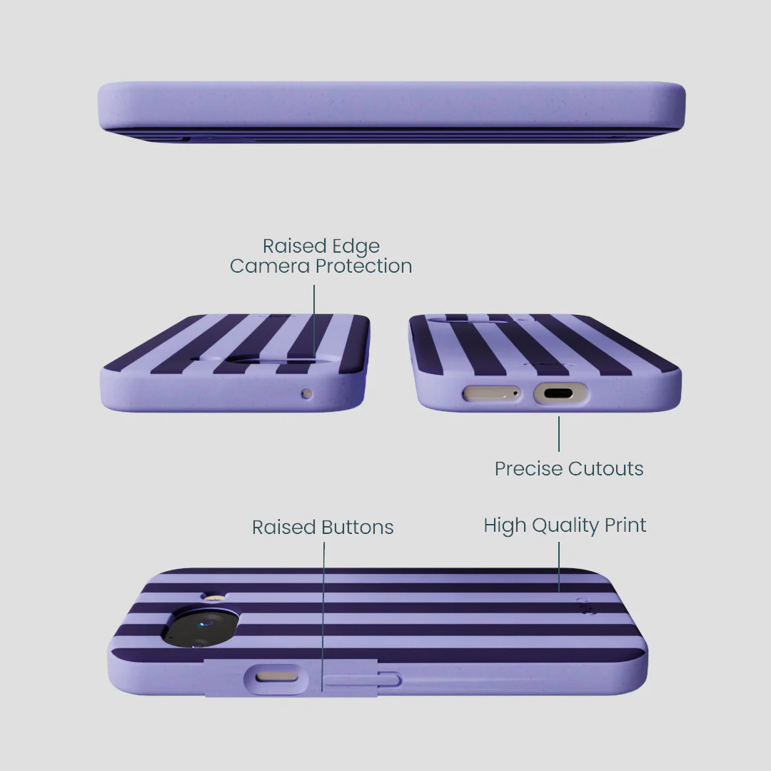 Lavender Big Plum Stripes Google Pixel 9a Case - Image 2