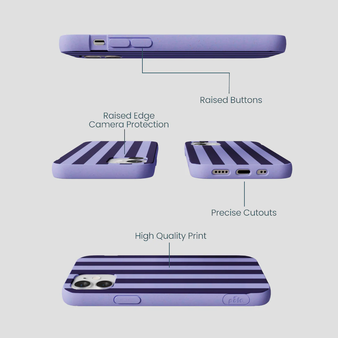 Lavender Big Plum Stripes iPhone 12 Mini Case - Image 3