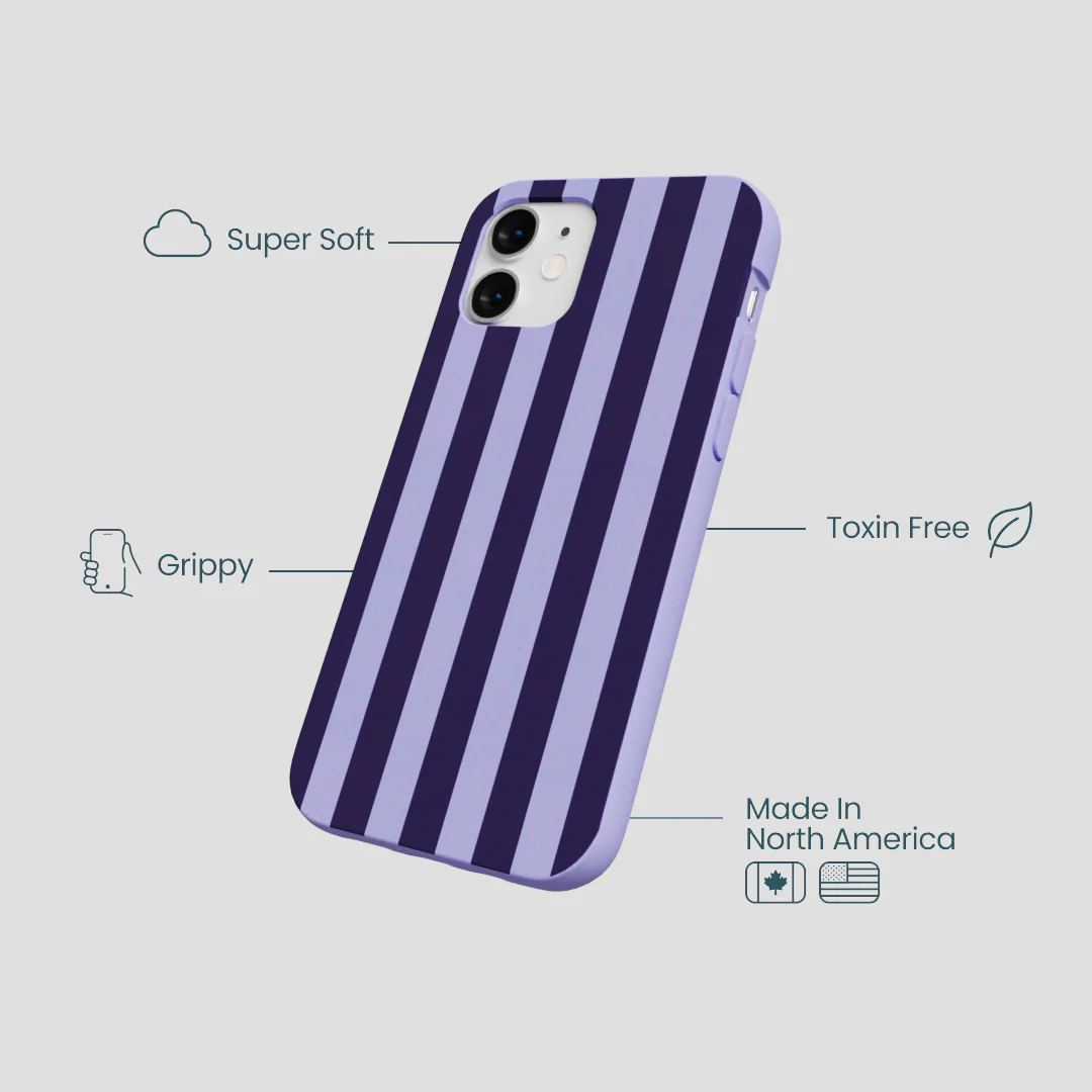 Lavender Big Plum Stripes iPhone 12 Mini Case - Image 4