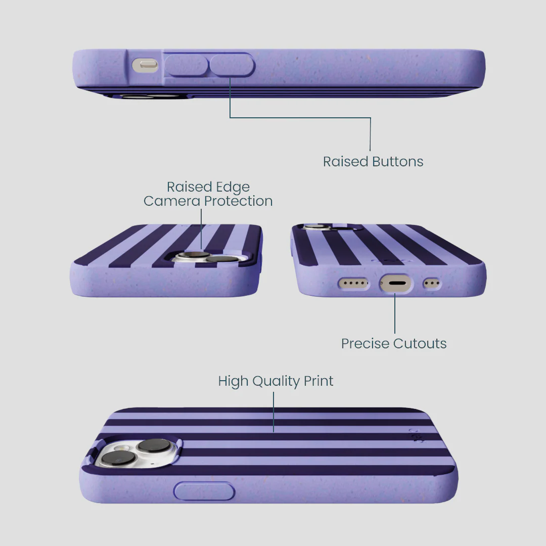 Lavender Big Plum Stripes iPhone 13 Case - Image 3