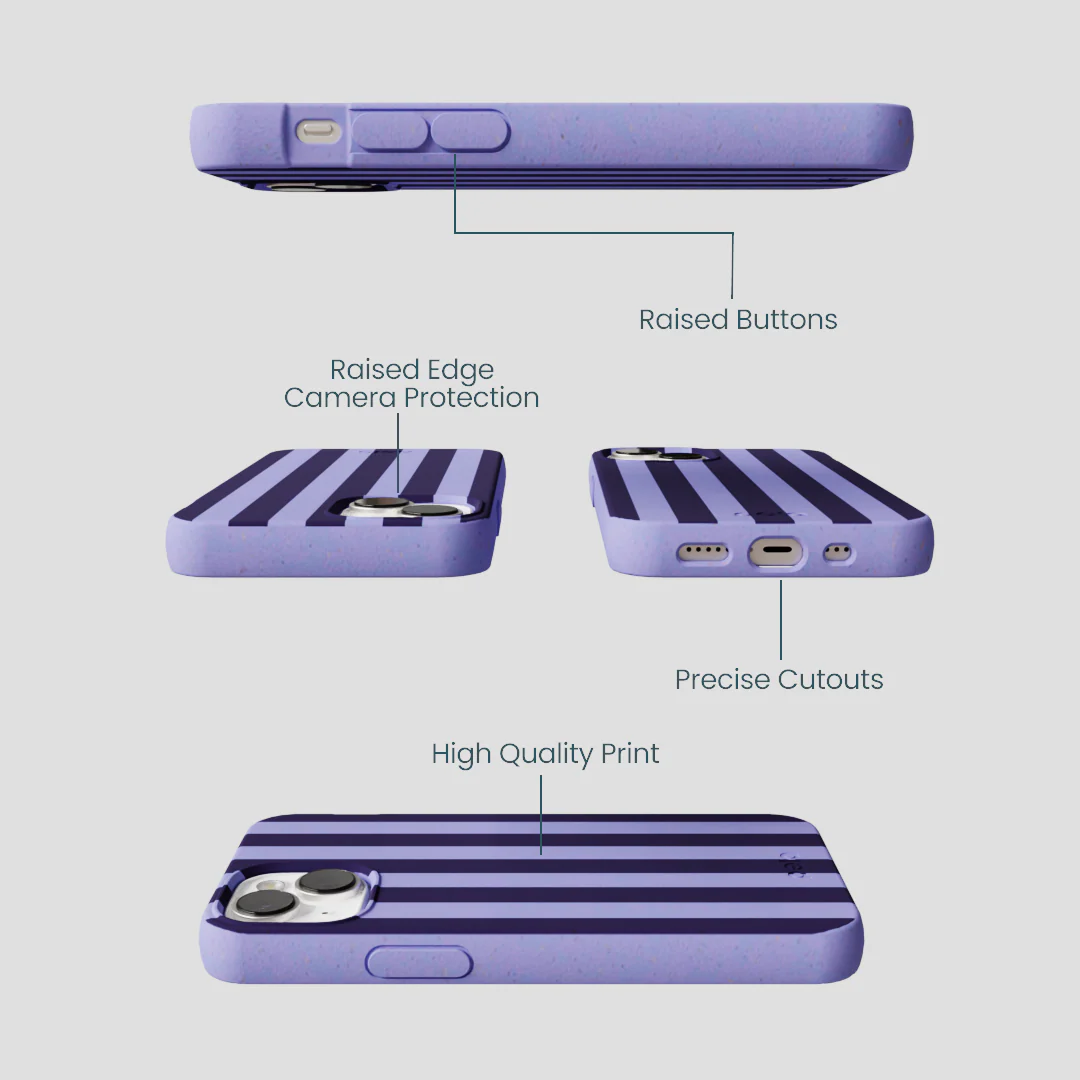 Lavender Big Plum Stripes iPhone 13 Mini Case - Image 3