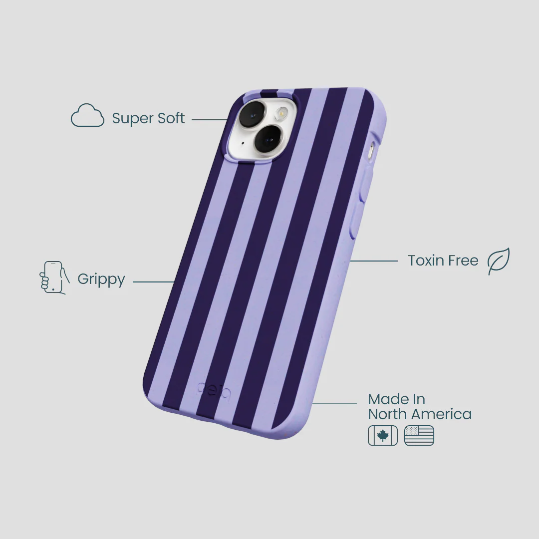 Lavender Big Plum Stripes iPhone 13 Mini Case - Image 4