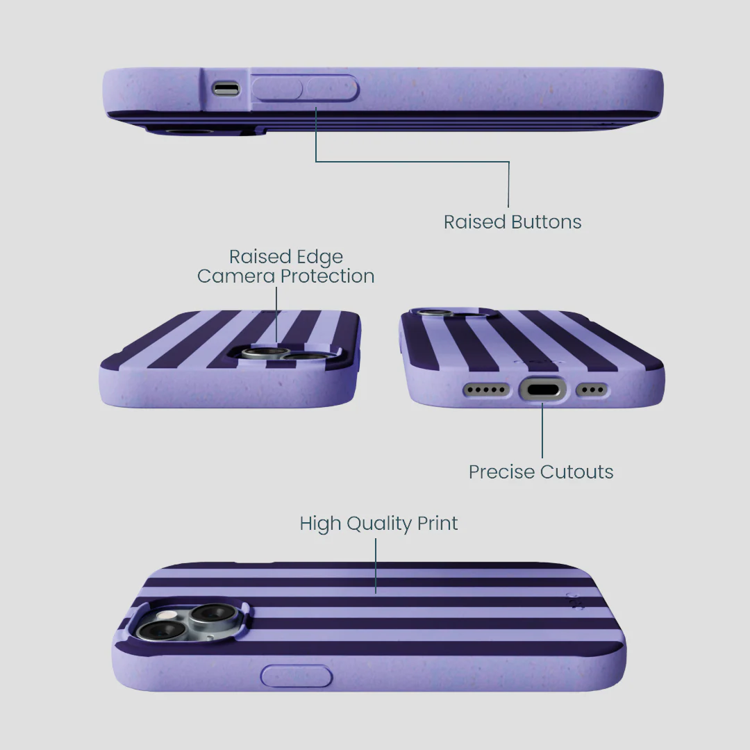 Lavender Big Plum Stripes iPhone 14 Case - Image 3