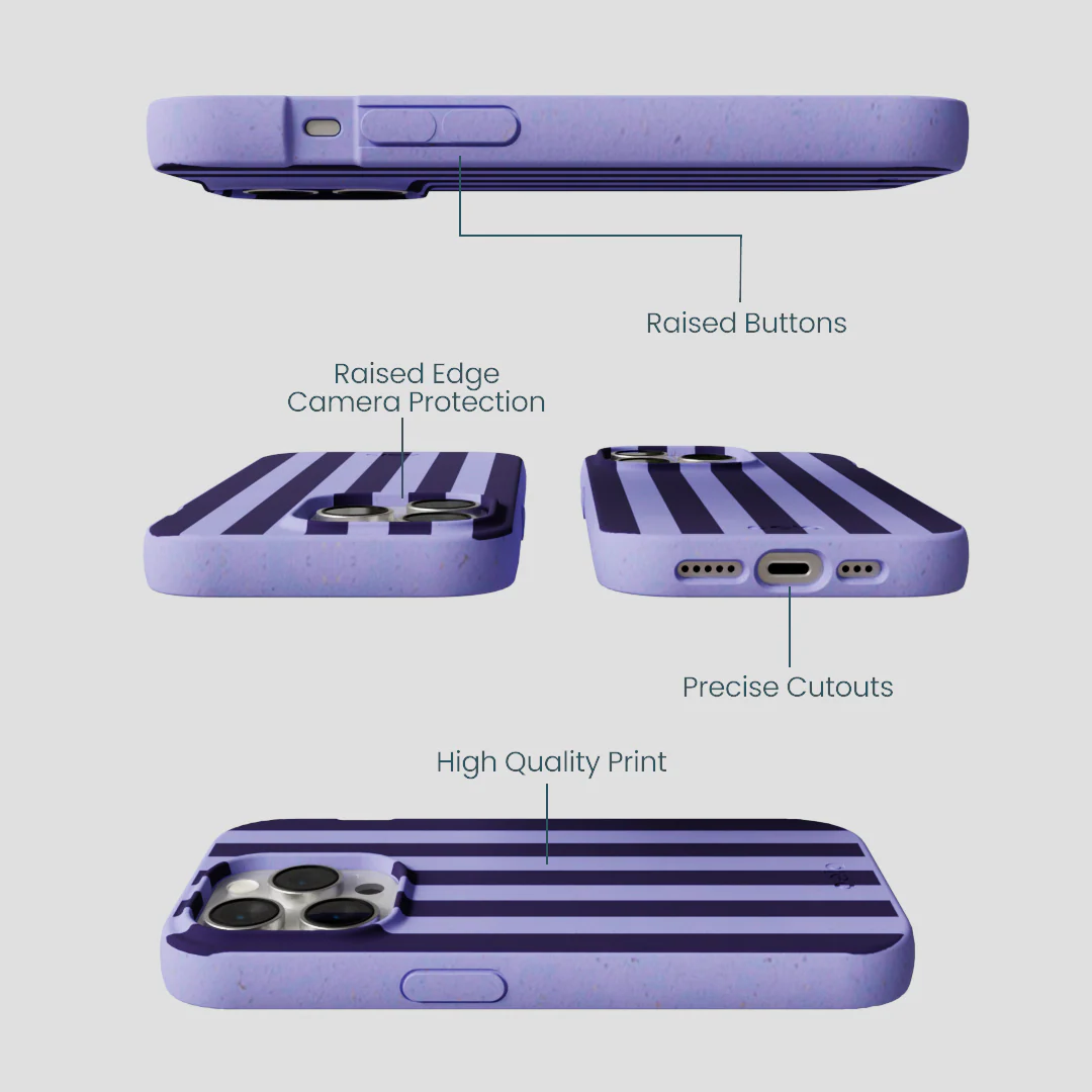 Lavender Big Plum Stripes iPhone 14 Pro Case - Image 3