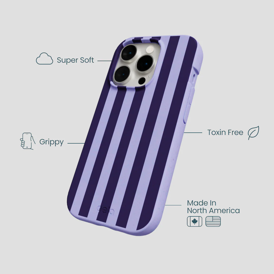 Lavender Big Plum Stripes iPhone 14 Pro Case - Image 4
