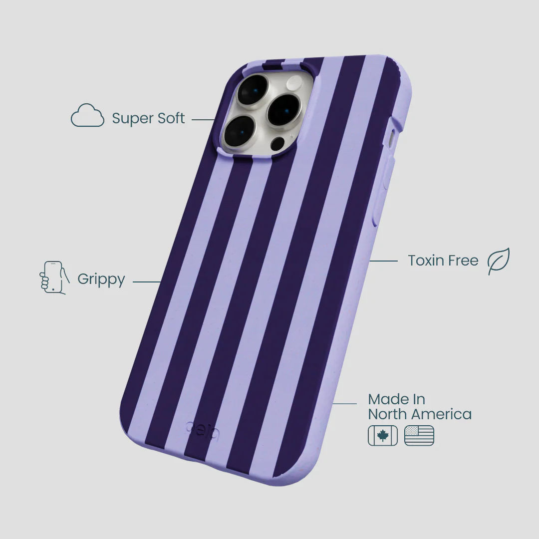 Lavender Big Plum Stripes iPhone 14 Pro Max Case - Image 4