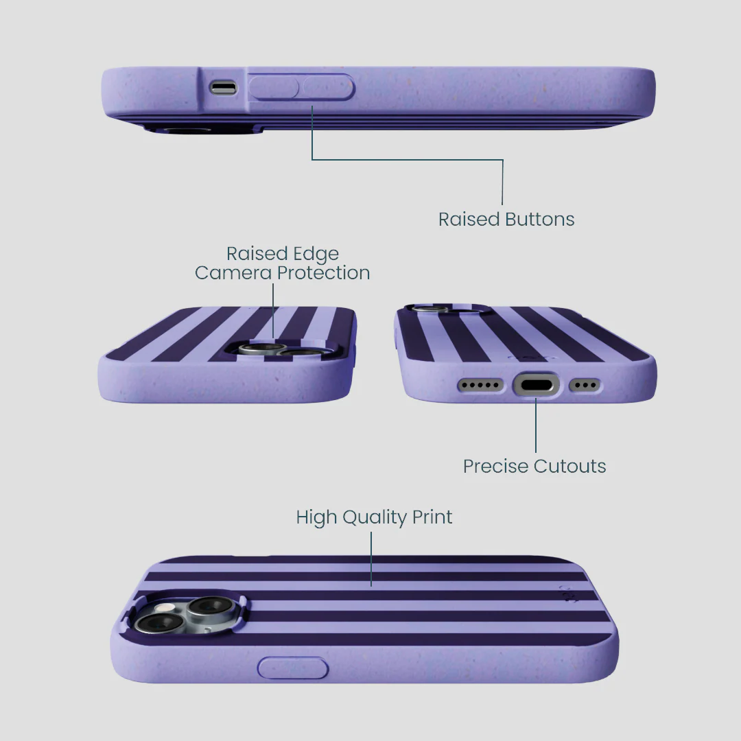 Lavender Big Plum Stripes iPhone 15 Case - Image 3