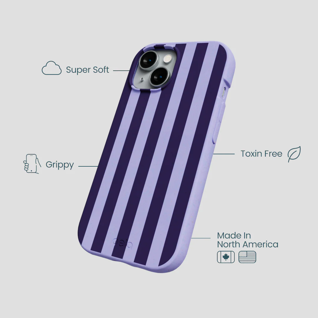 Lavender Big Plum Stripes iPhone 15 Case - Image 4