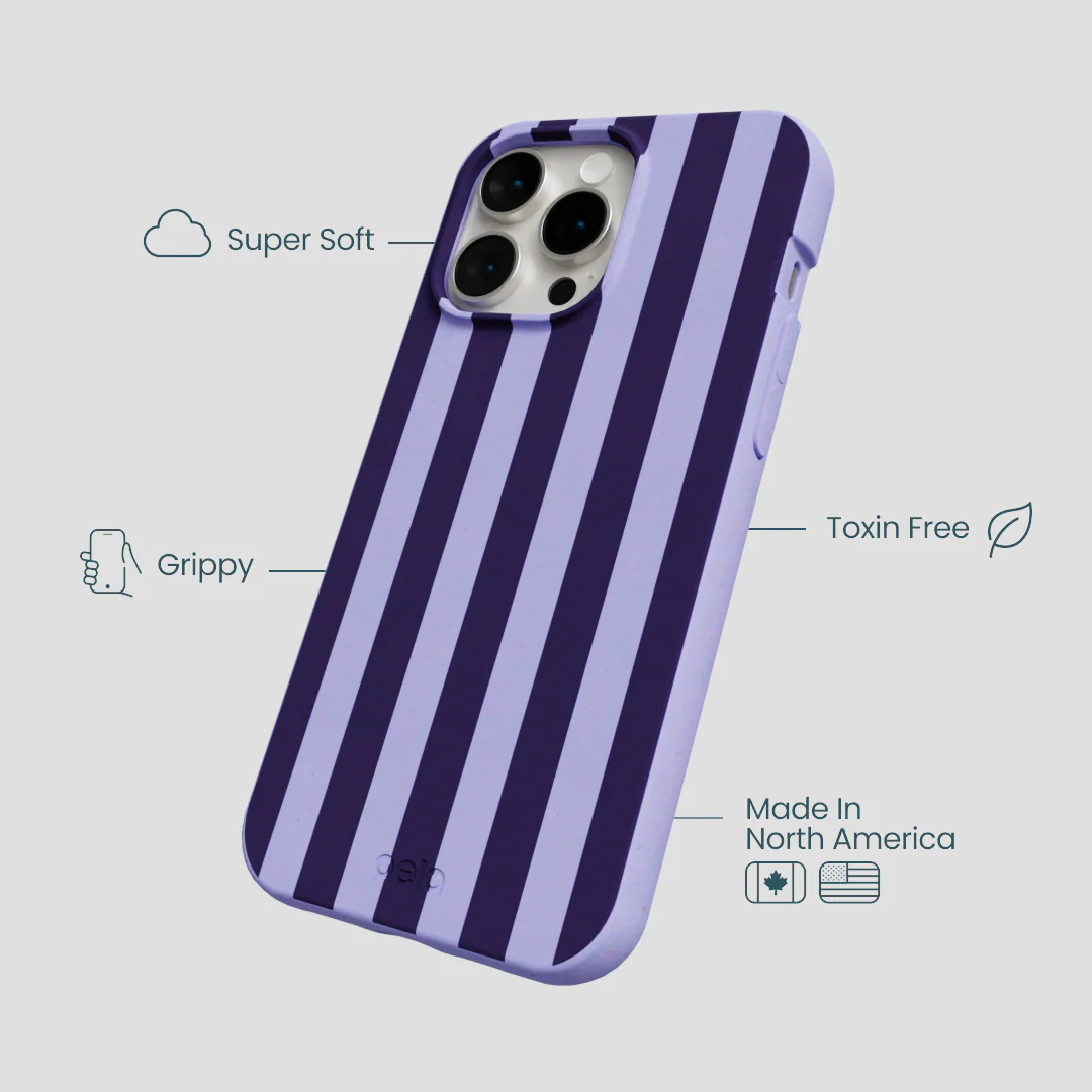 Lavender Big Plum Stripes iPhone 15 Pro Max Case - Image 4