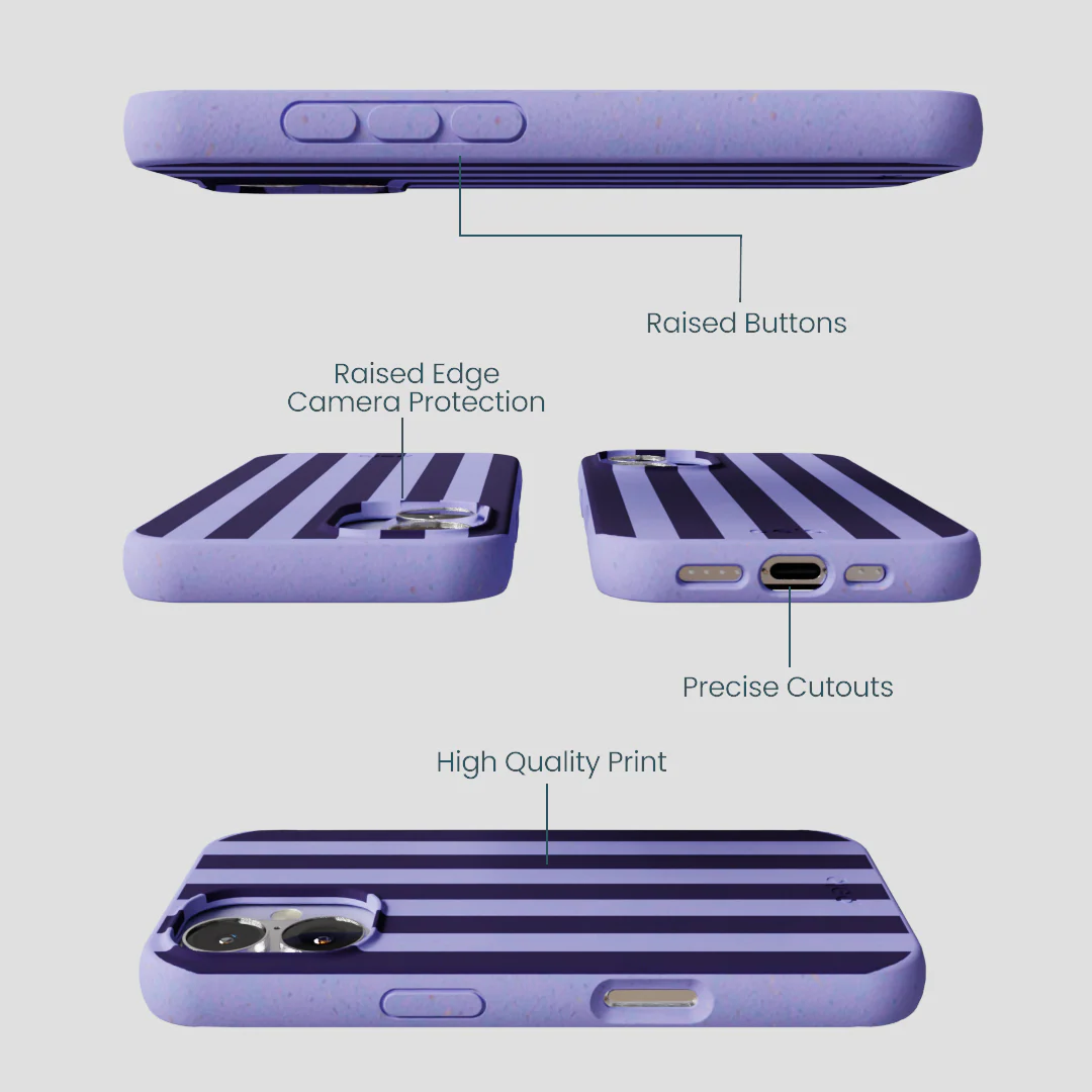 Lavender Big Plum Stripes iPhone 16 Case - Image 3