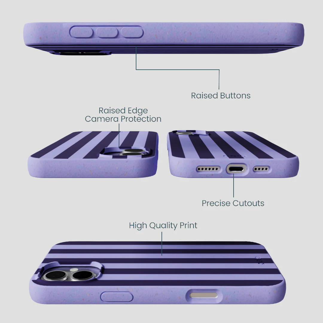 Lavender Big Plum Stripes iPhone 16 Plus Case - Image 3