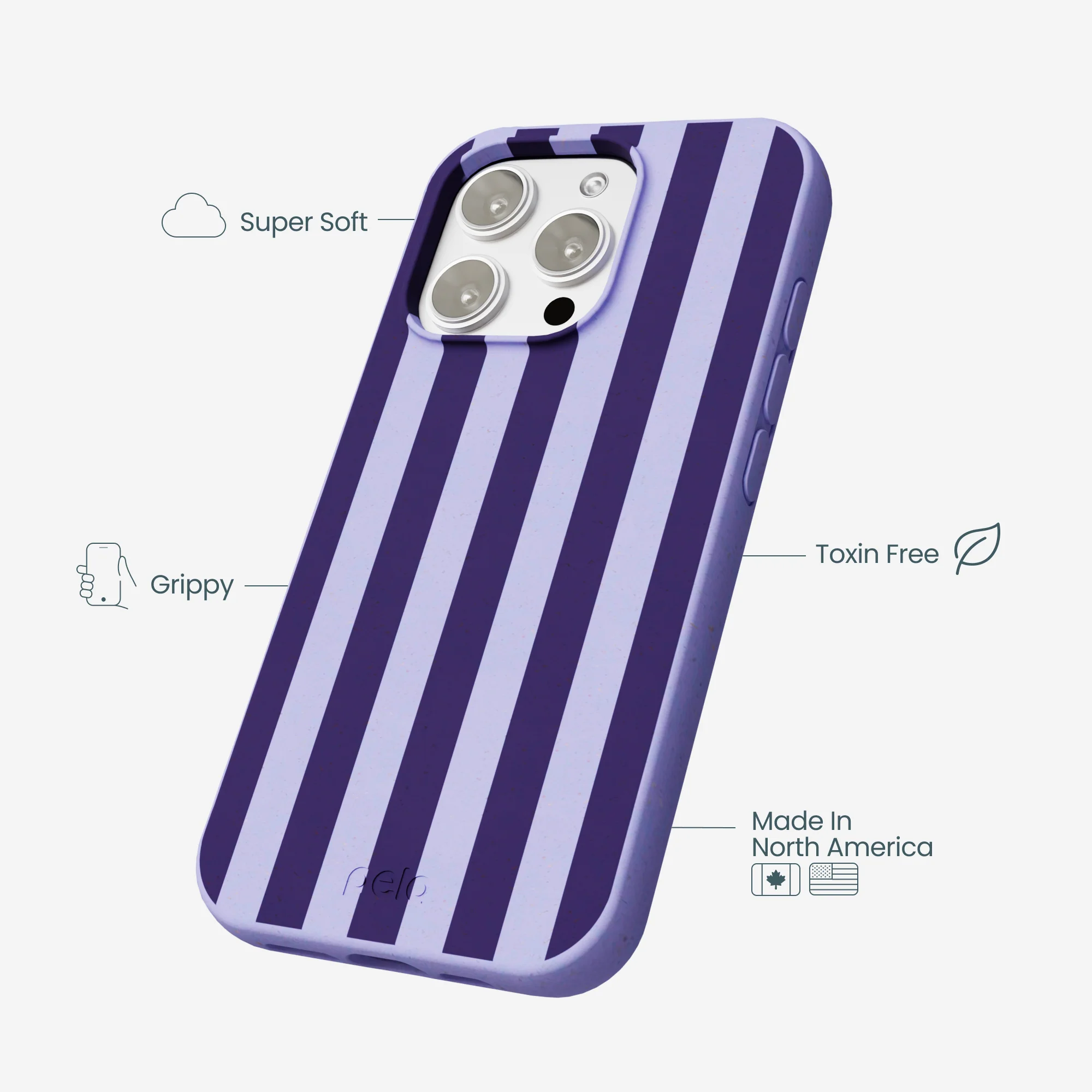 Lavender Big Plum Stripes iPhone 16 Pro Max Case - Image 4