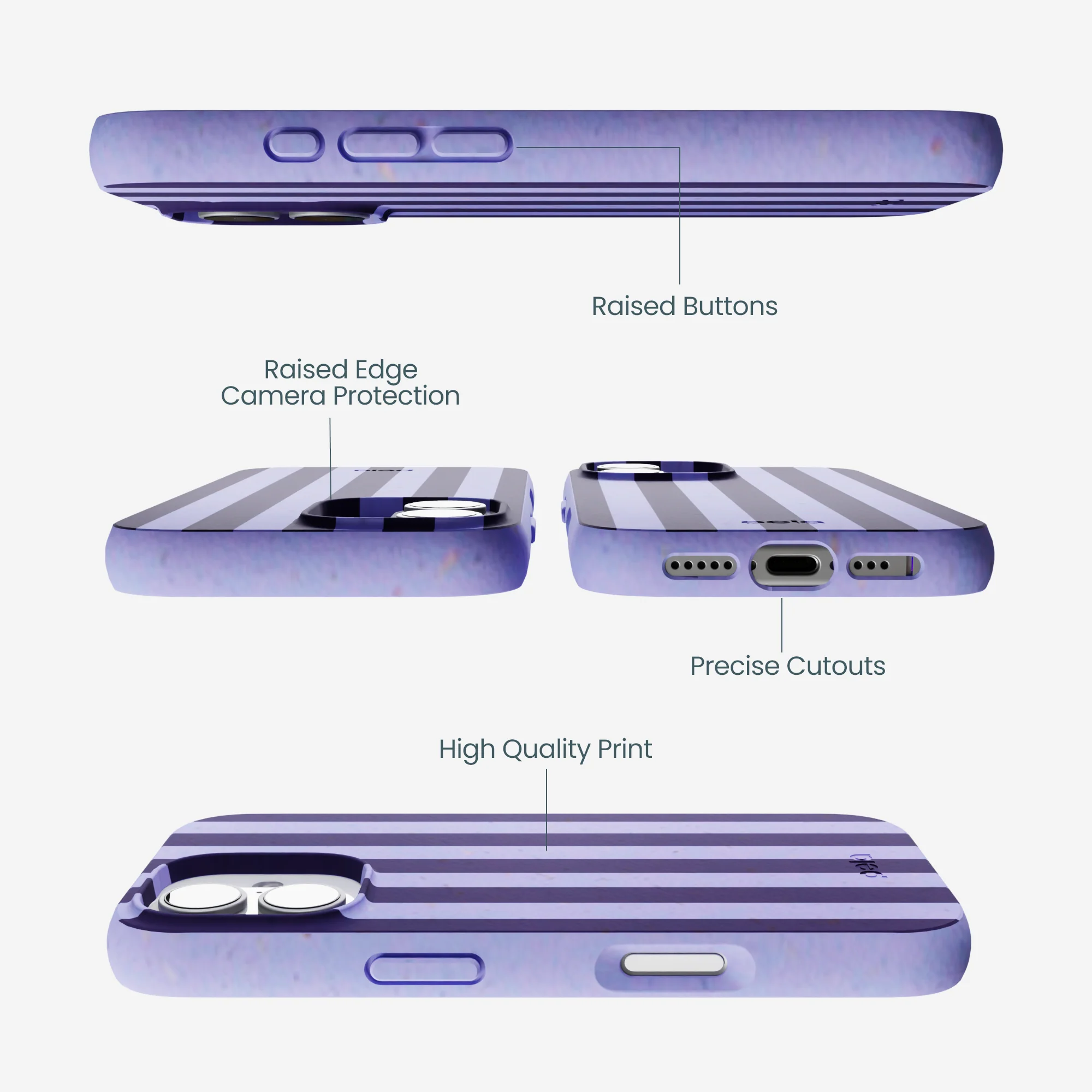 Lavender Big Plum Stripes iPhone 17 Case - Image 3