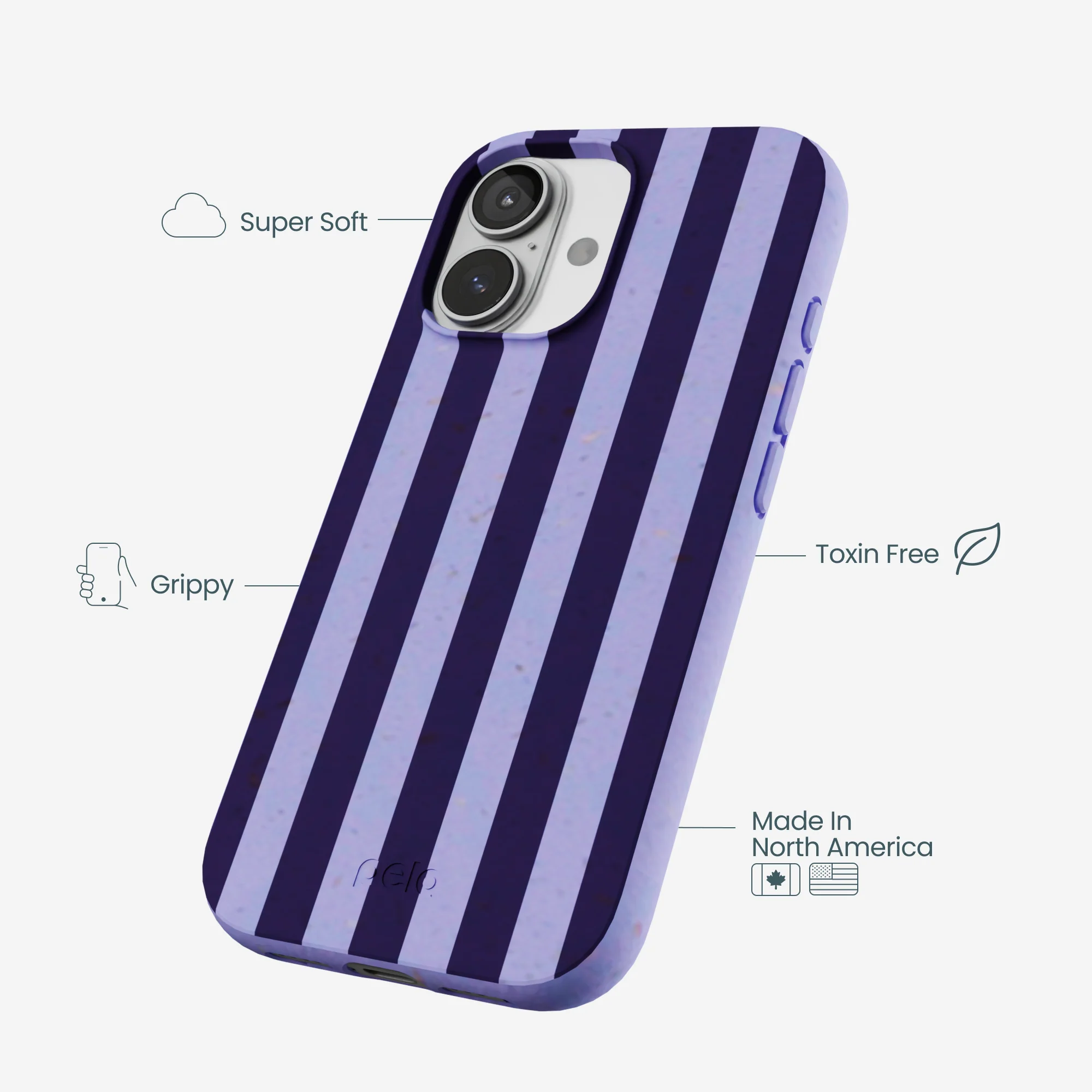 Lavender Big Plum Stripes iPhone 17 Case - Image 4